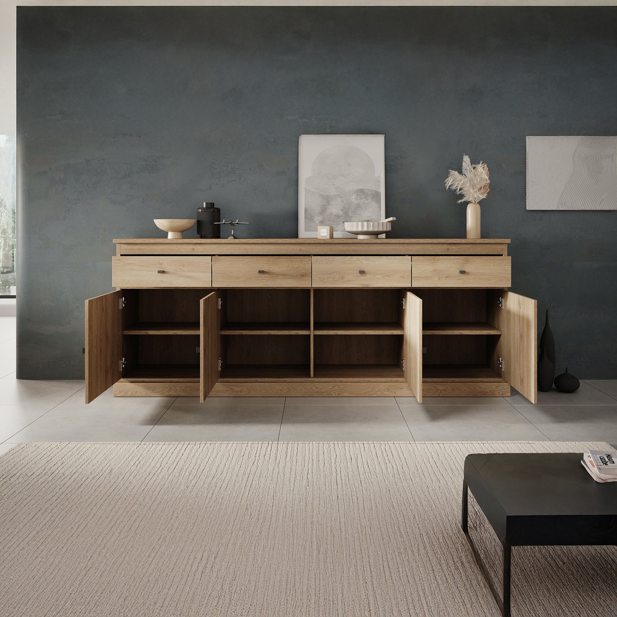 Vince - Dressoir - Eiken - 225x50x90 cm