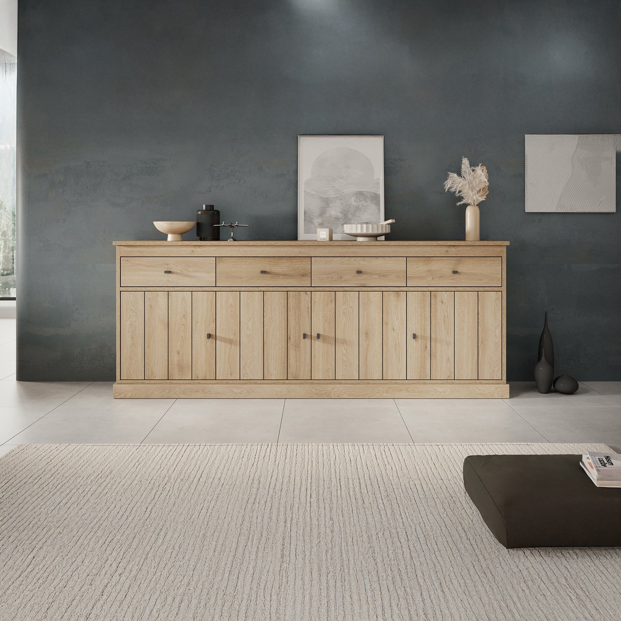 Vince - Dressoir - Eiken - 225x50x90 cm