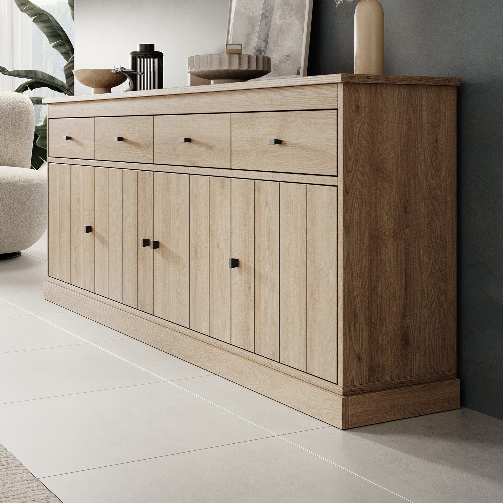 Vince - Dressoir - Eiken - 225x50x90 cm