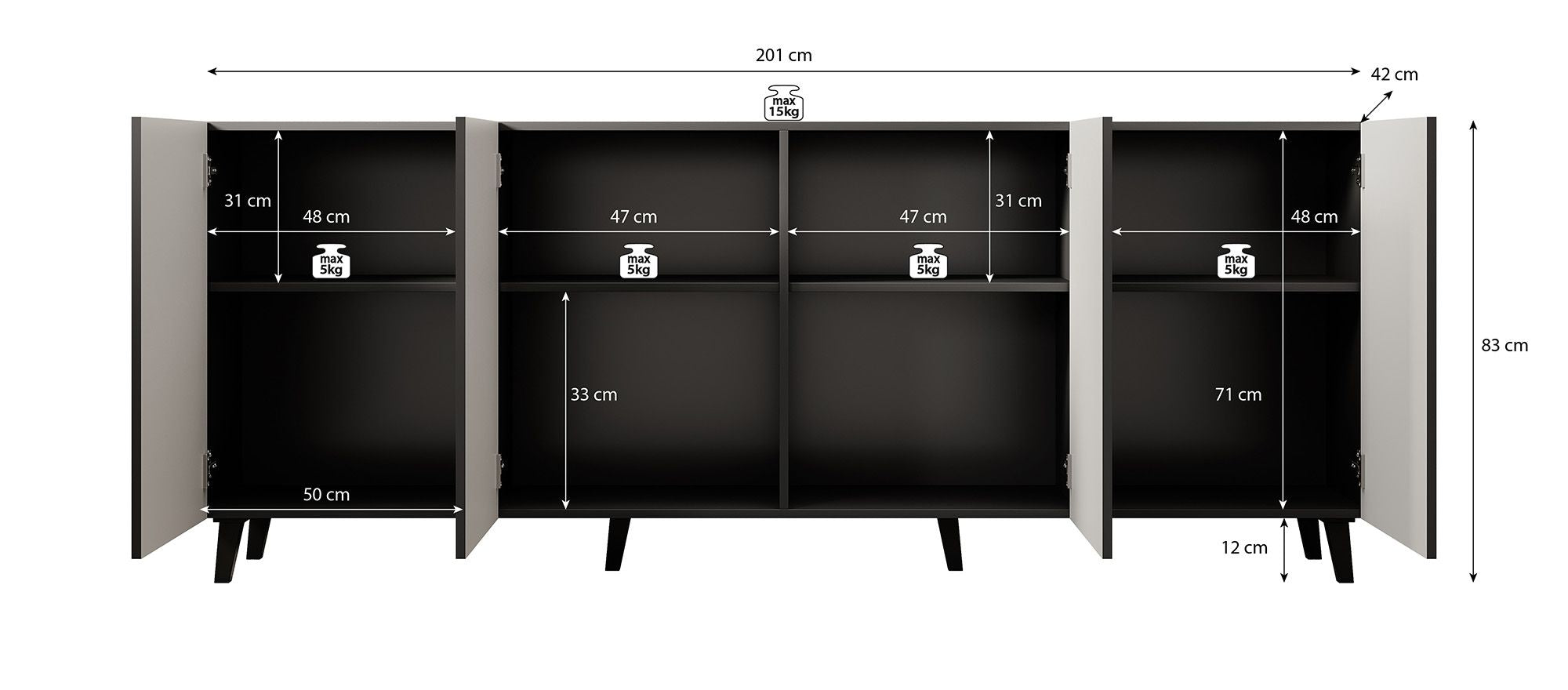 Vintar - Dressoir - Eiken - 201x42x83 cm
