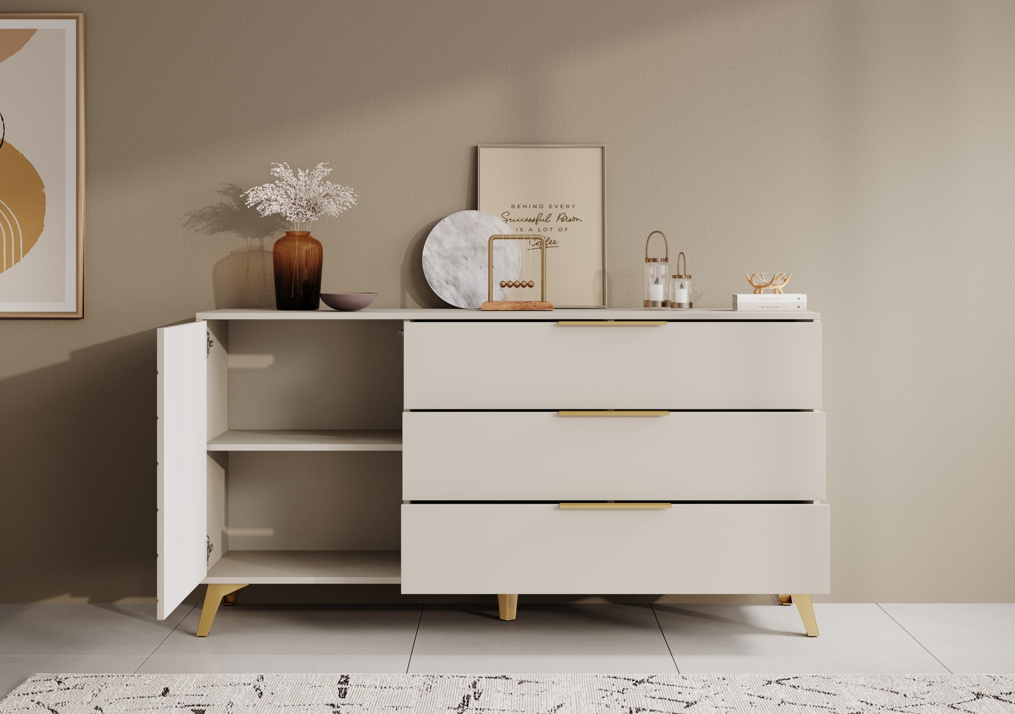 Xiano - Dressoir - Beige - 153x40x80 cm