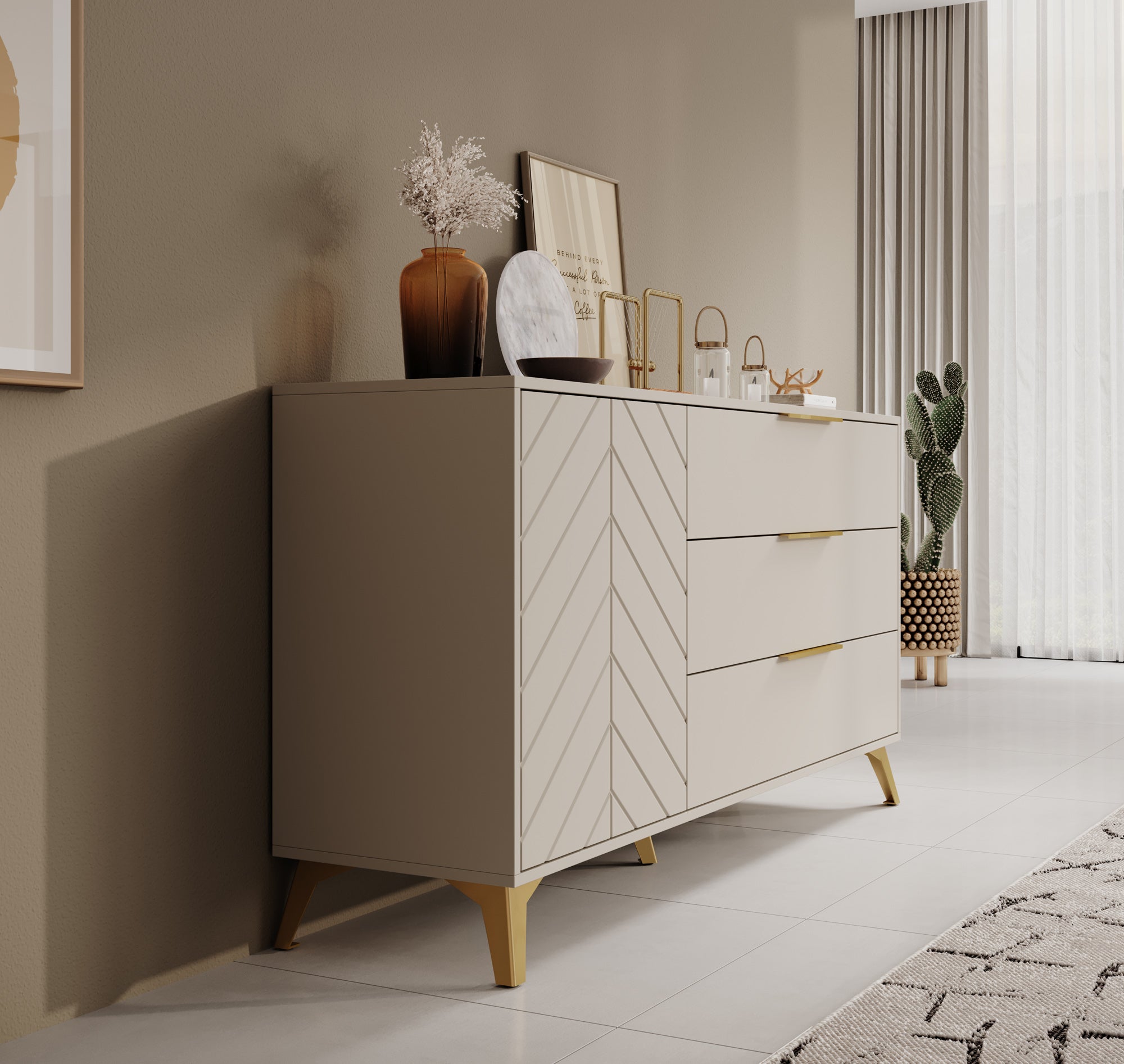 Xiano - Dressoir - Beige - 153x40x80 cm