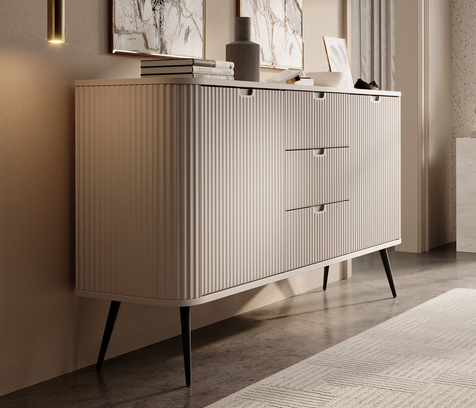 Zakari - Dressoir - Beige - 168x39x87 cm