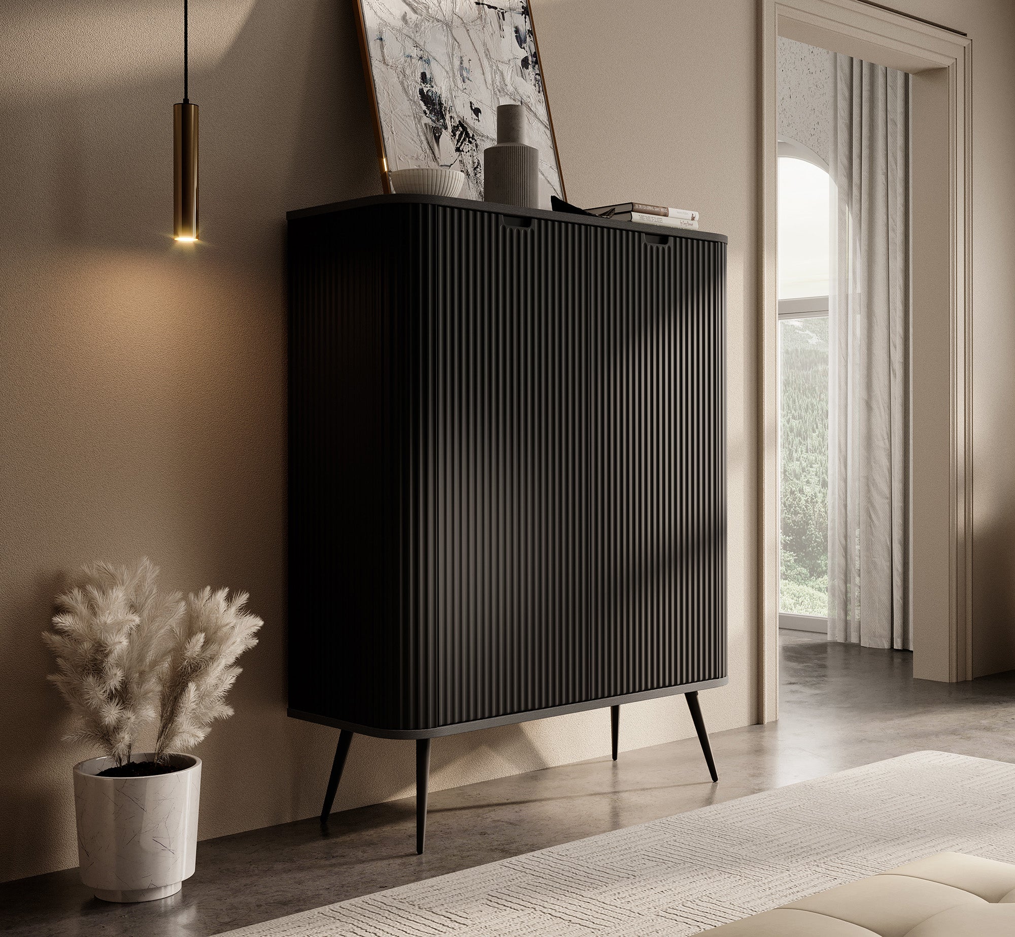 Zakari - Dressoir - Zwart - 103x39x129 cm