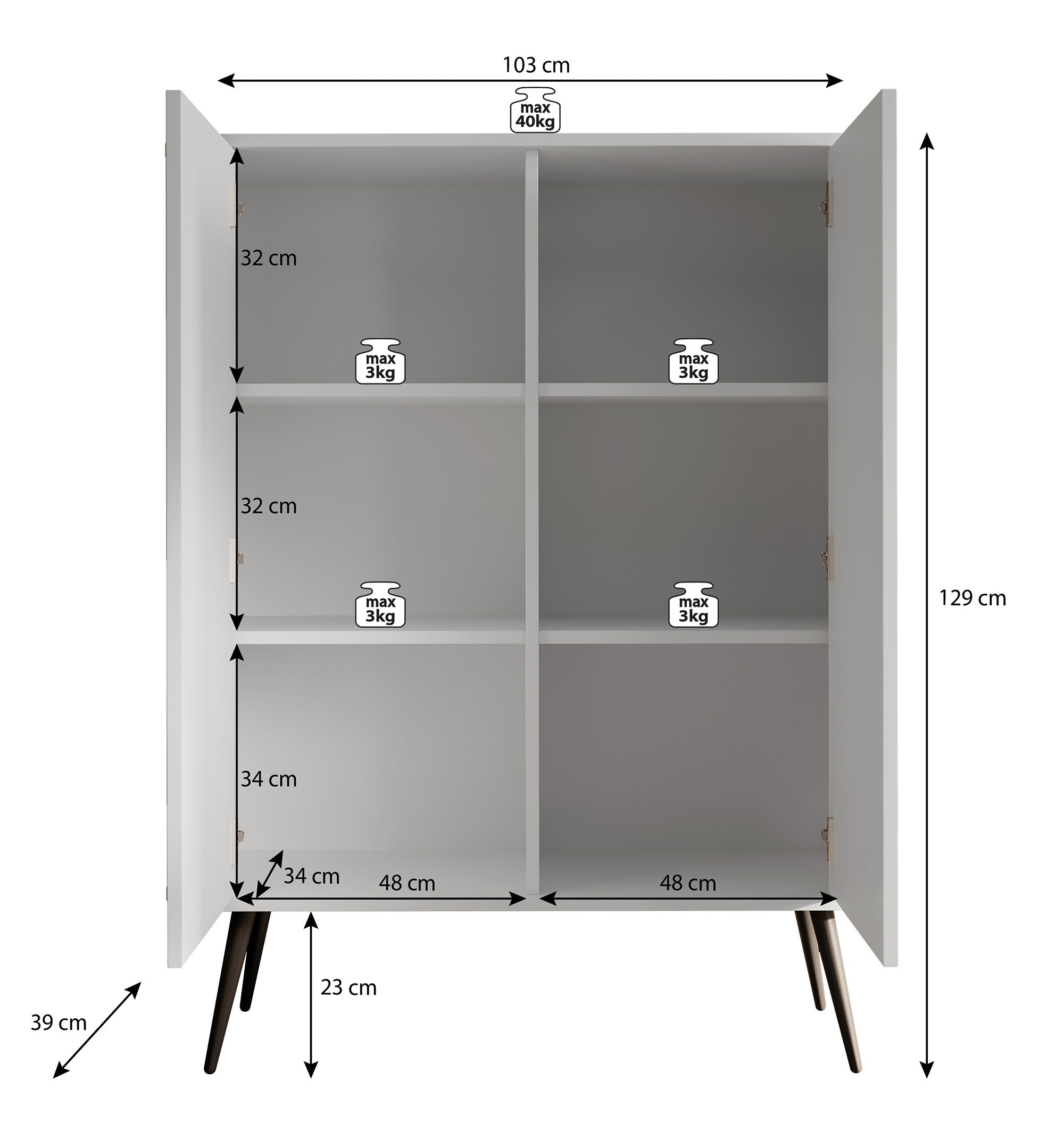 Zakari - Dressoir - Beige - 103x39x129 cm
