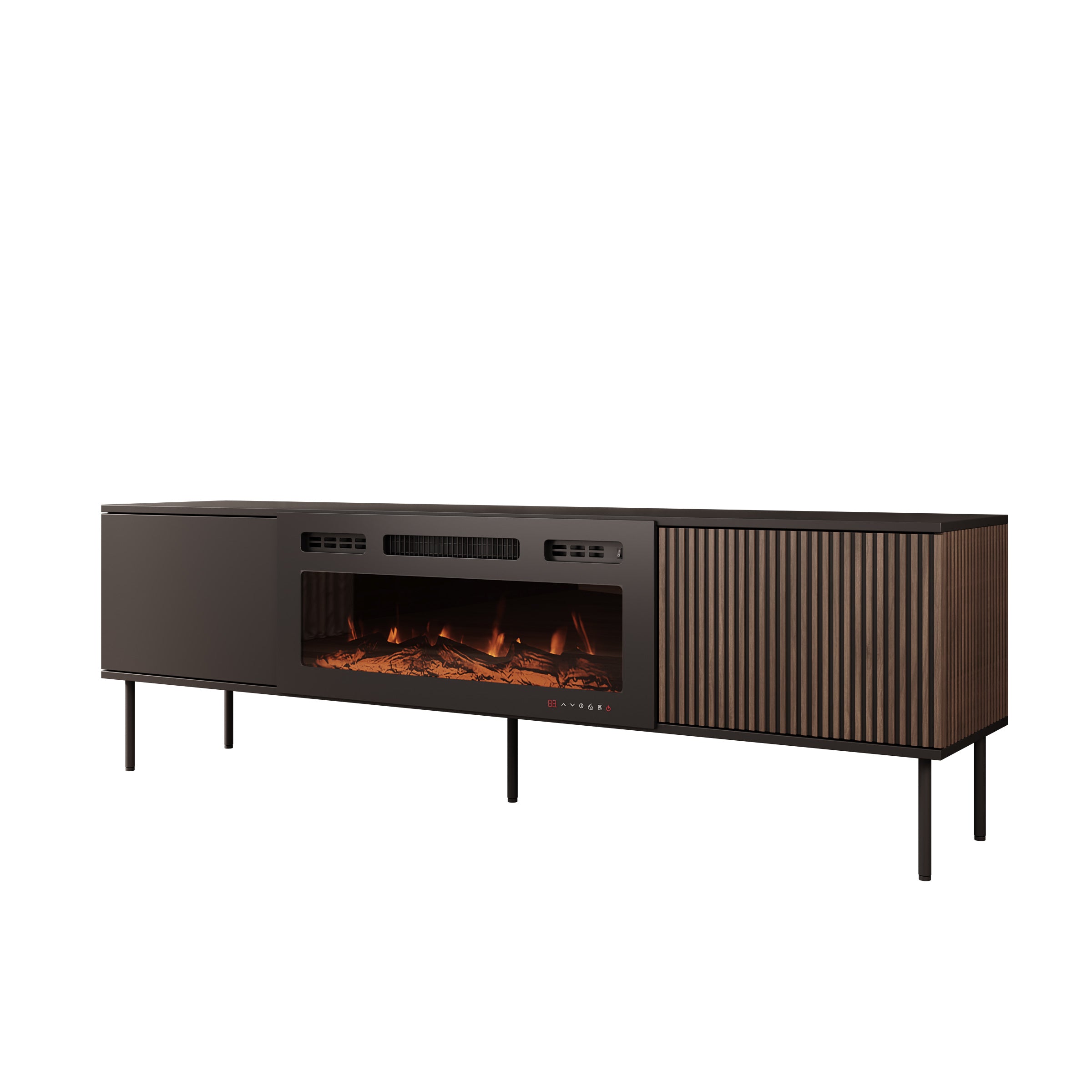 Cavon - TV-meubel met sfeerhaard - Zwart - 182x39x57 cm