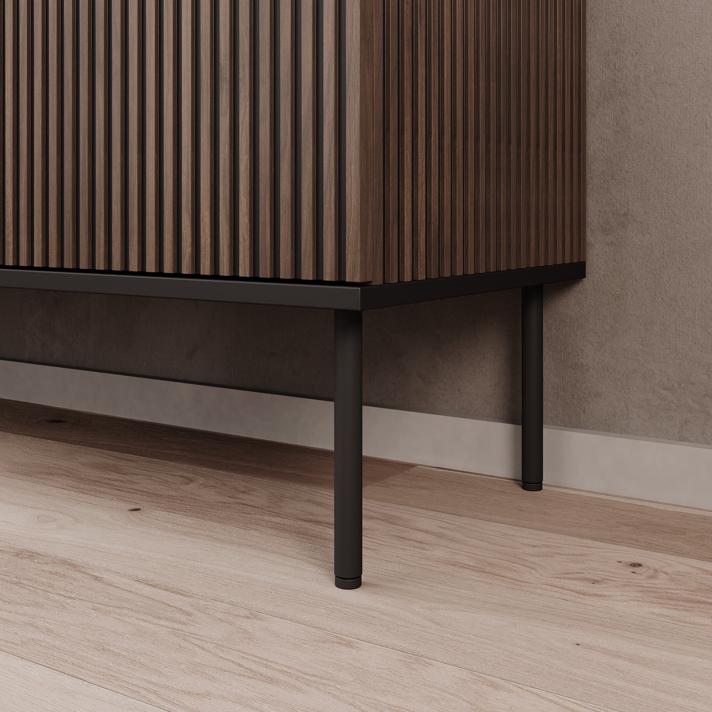 Cavon - TV-meubel met sfeerhaard - Zwart - 182x39x57 cm