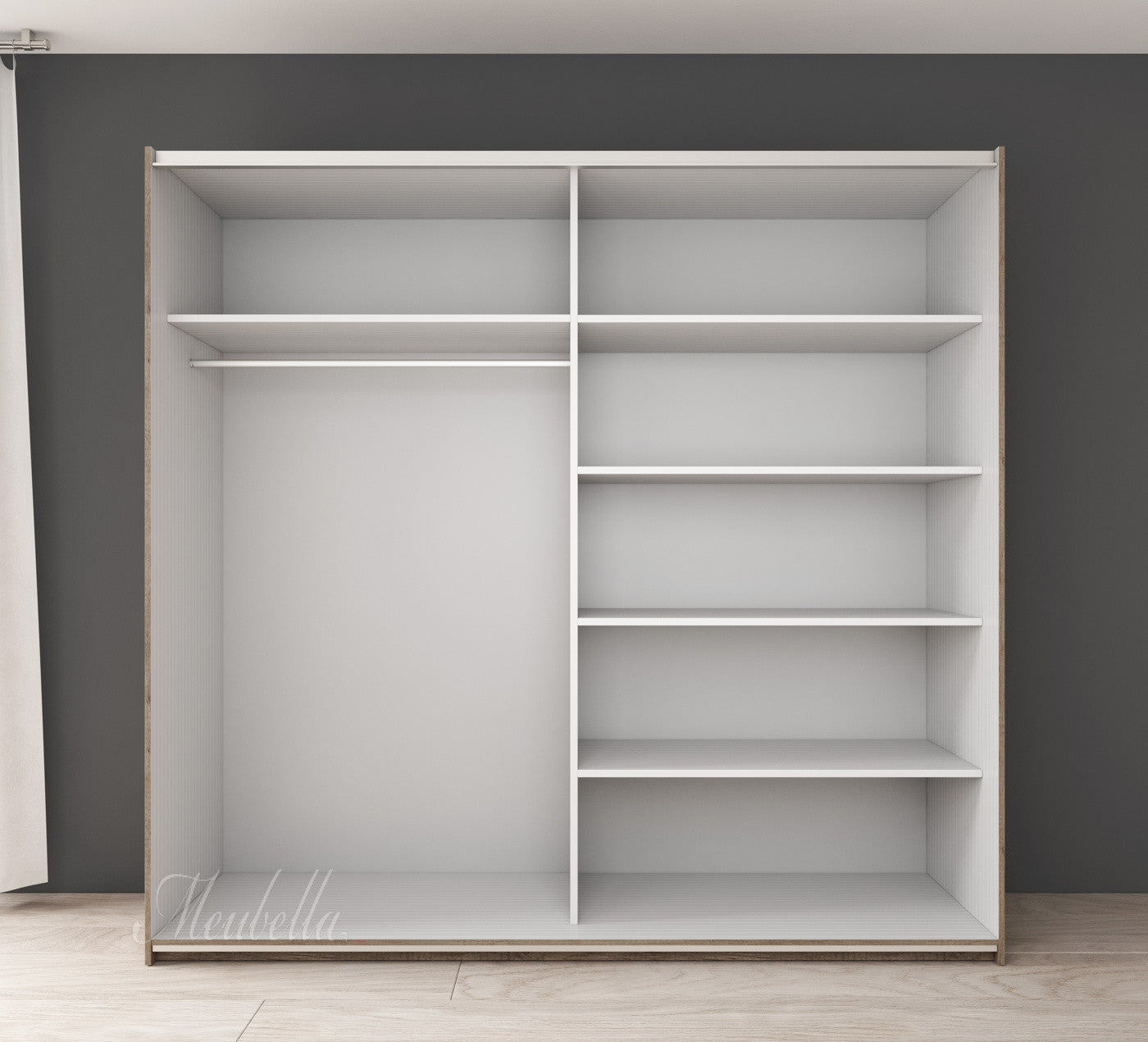 Edison - Kledingkast met schuifdeuren - Wit/Eiken - 221x61x210 cm