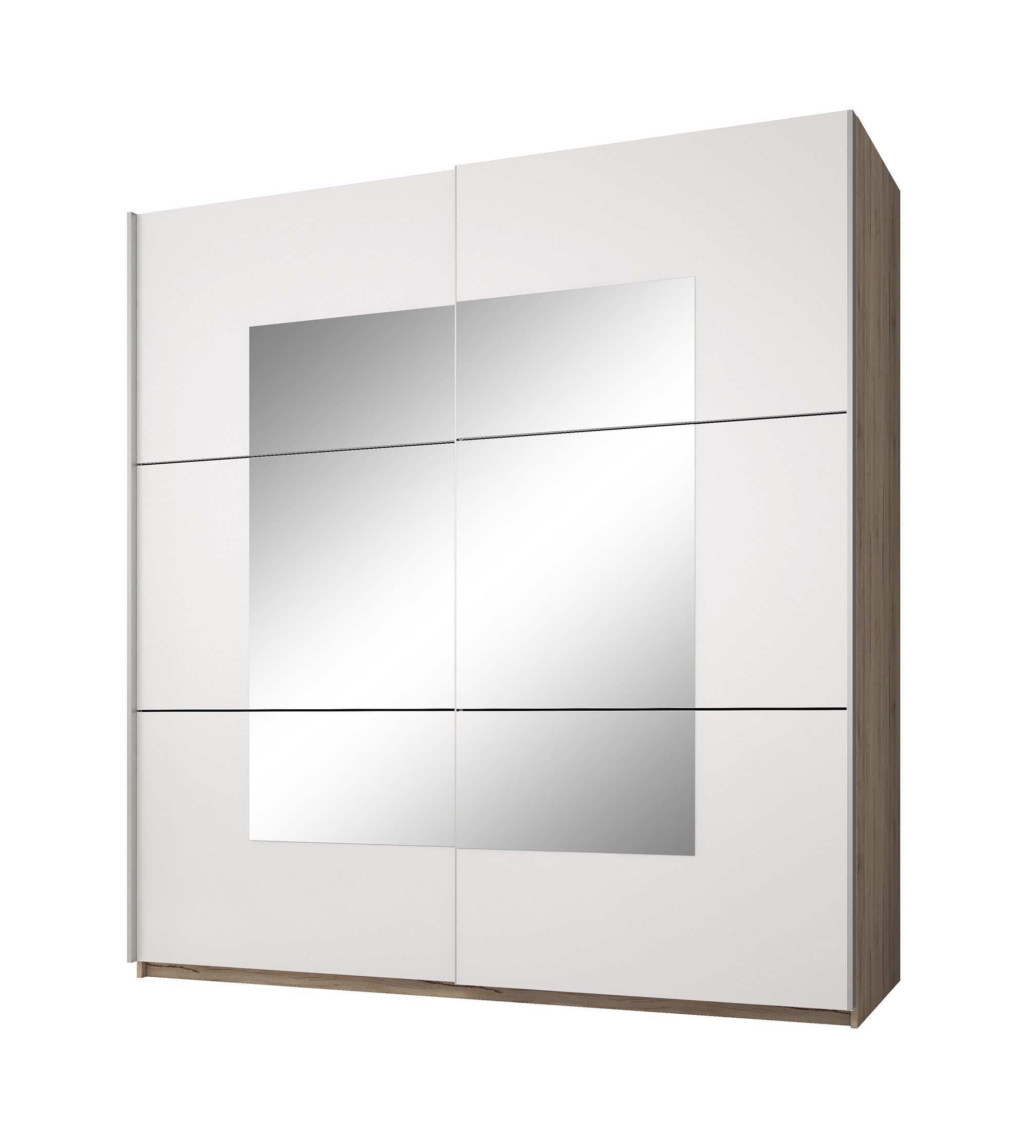 Edison - Kledingkast met schuifdeuren - Wit/Eiken - 221x61x210 cm
