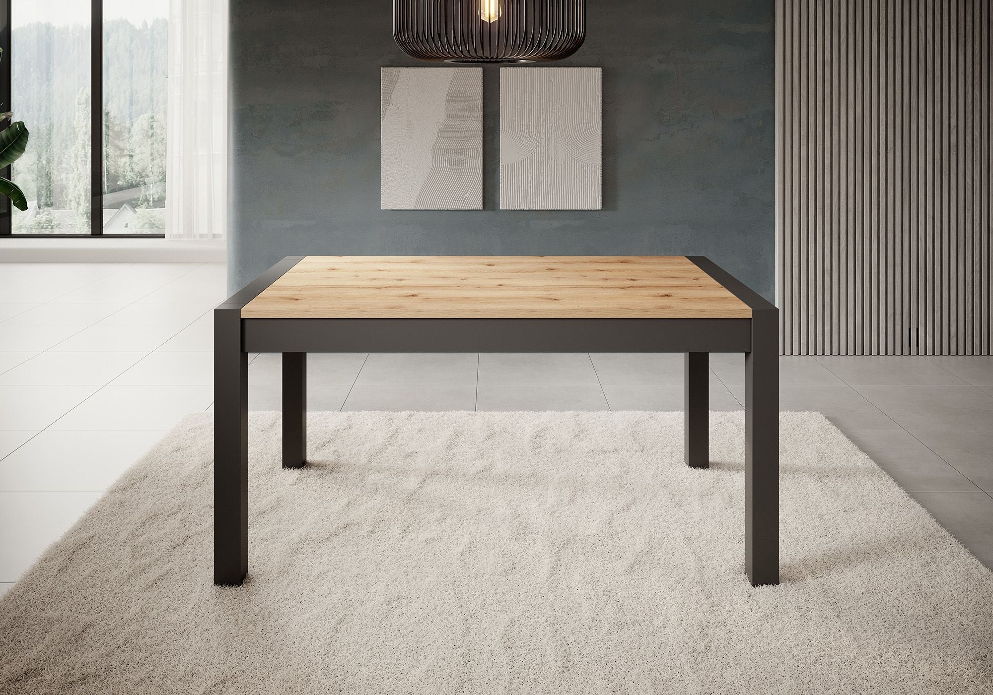 Acapulco - Eetkamertafel - Eiken/zwart - 160x90x79 cm