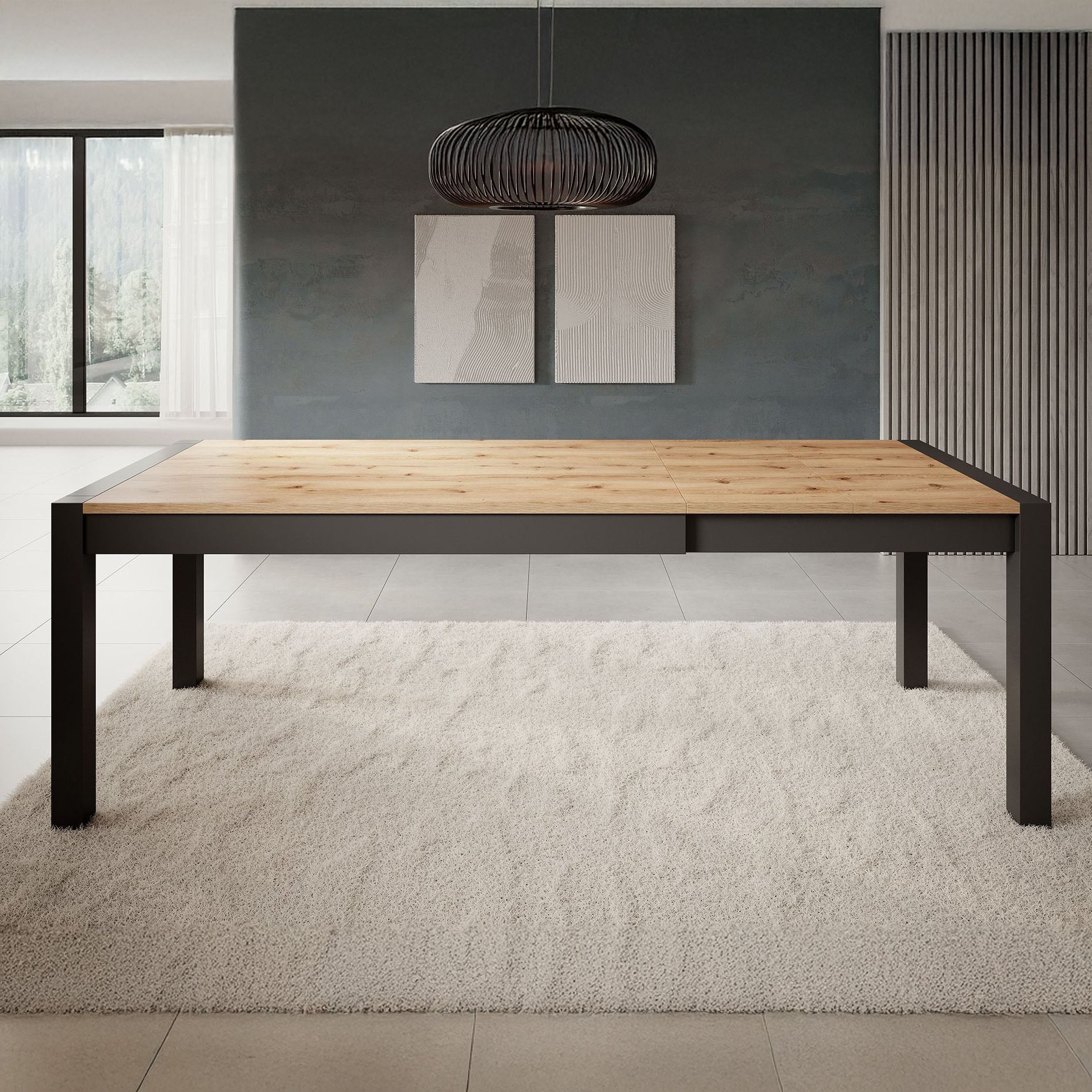 Acapulco - Eetkamertafel - Eiken/zwart - 160x90x79 cm