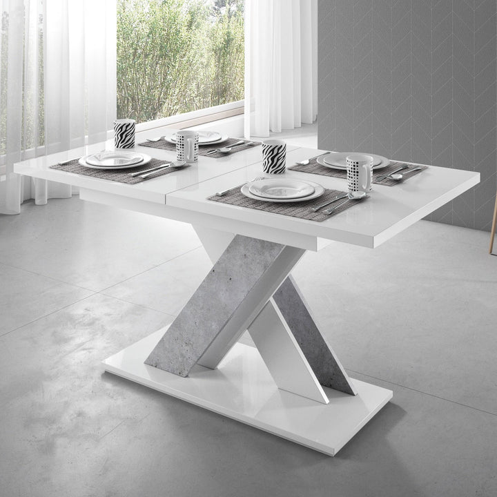 Bari - Eetkamertafel - Wit/betonlook - 140x80x75 cm