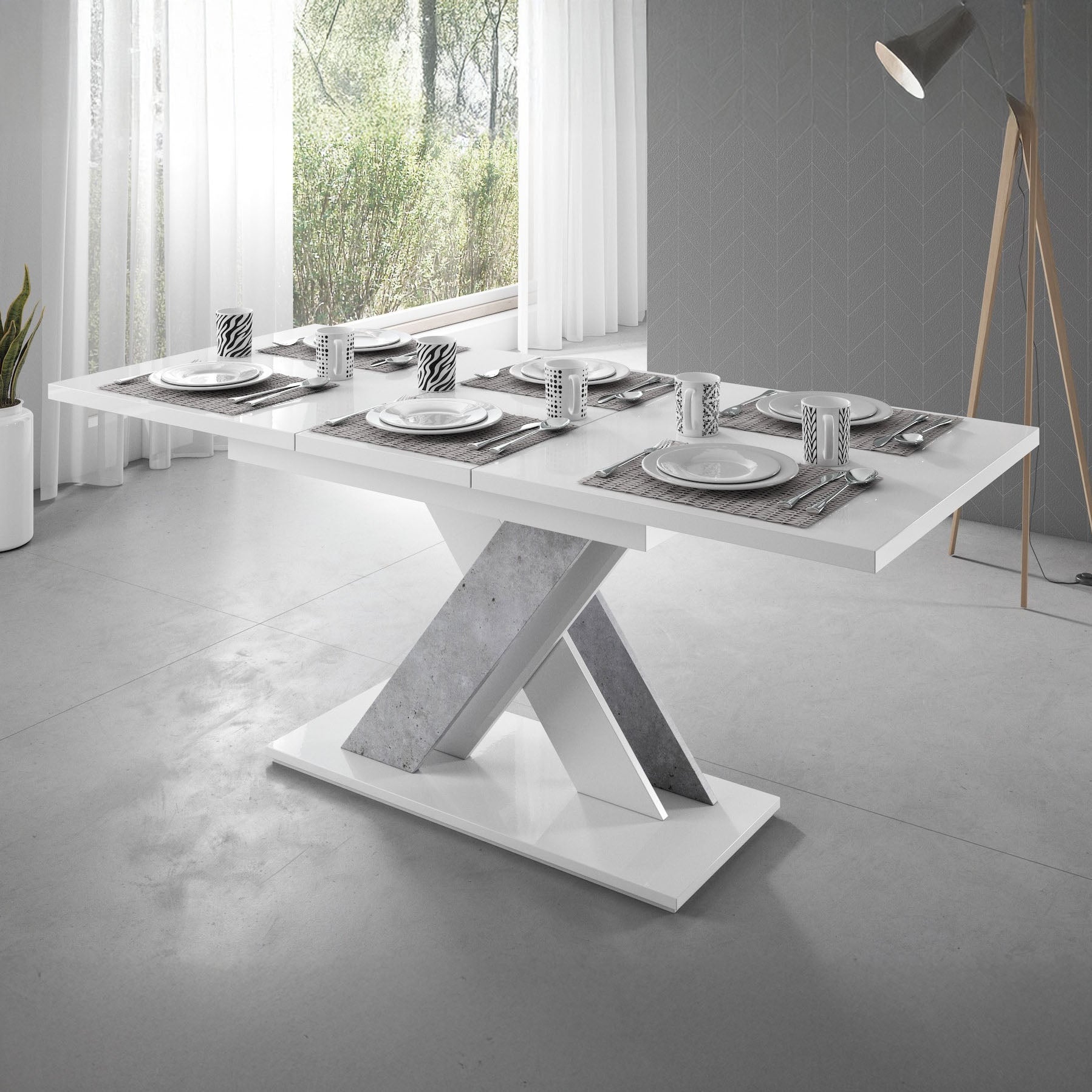 Bari - Eetkamertafel - Wit/betonlook - 140x80x75 cm
