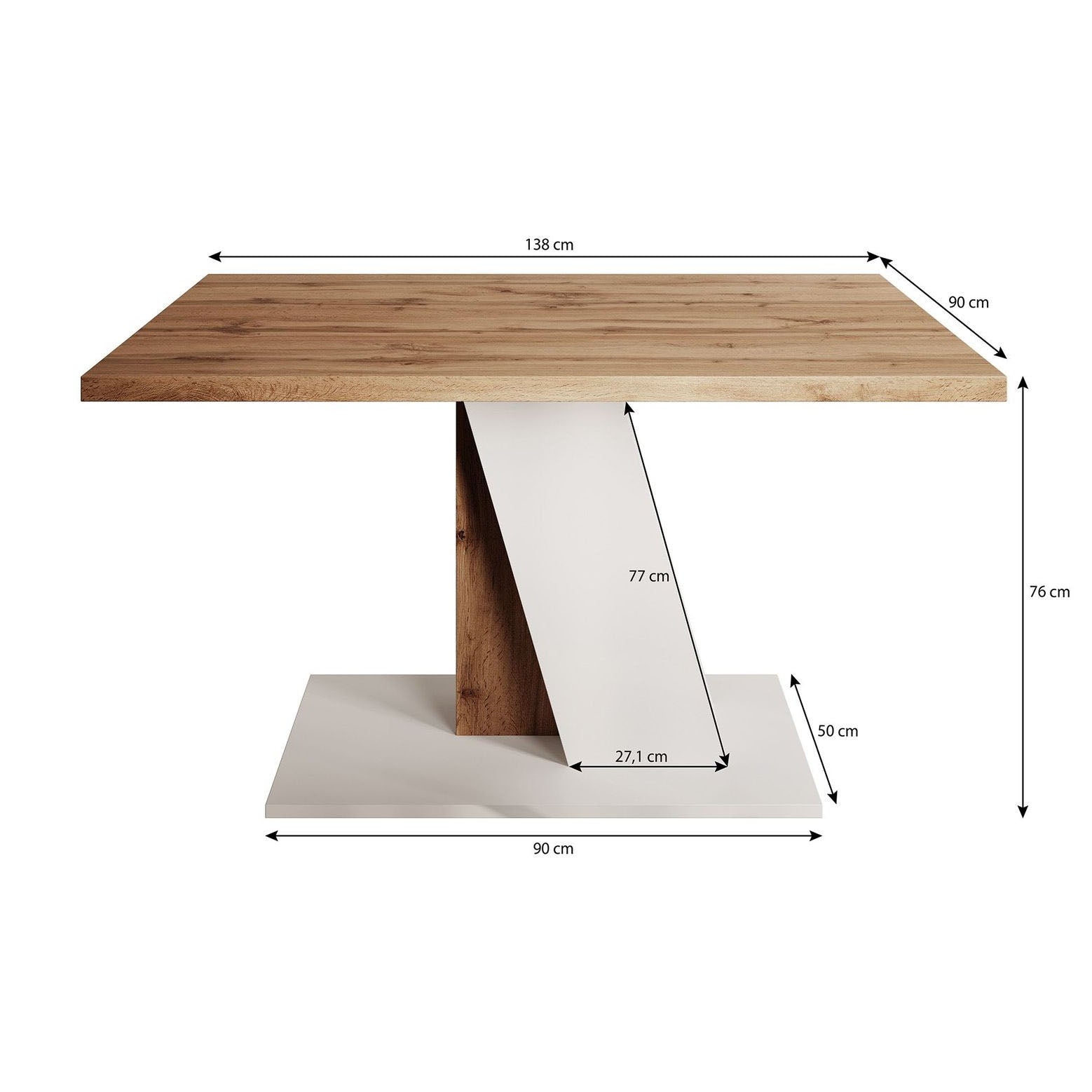 Brand - Eetkamertafel - Eiken/grijs - 138x90x76 cm