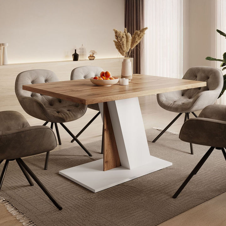 Brand - Eetkamertafel - Eiken/wit - 138x90x76 cm