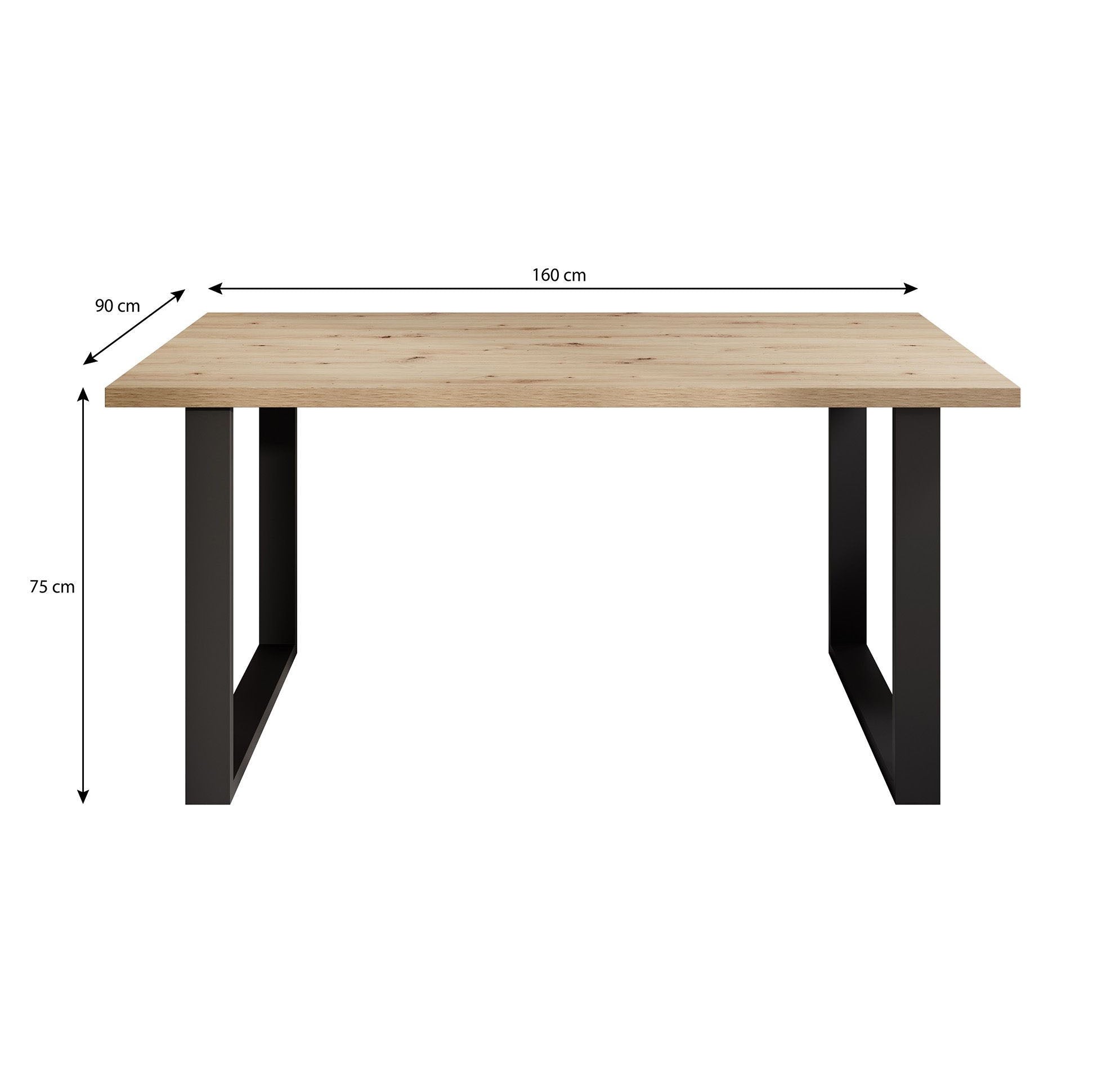 Butter - Eetkamertafel - Zwart - 160x90x75 cm