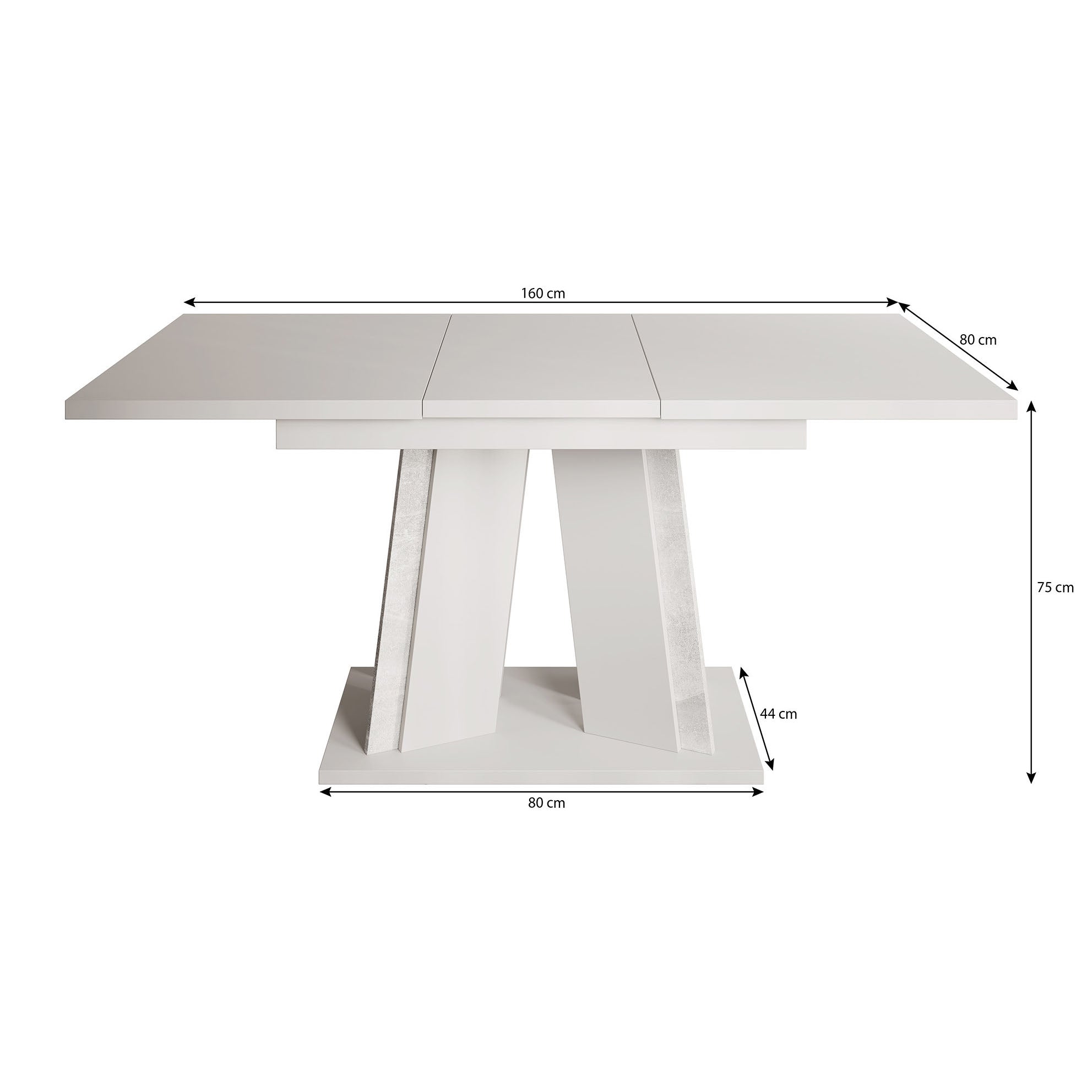 Delilah - Eetkamertafel - Zwart/betonlook - 120x80x75 cm