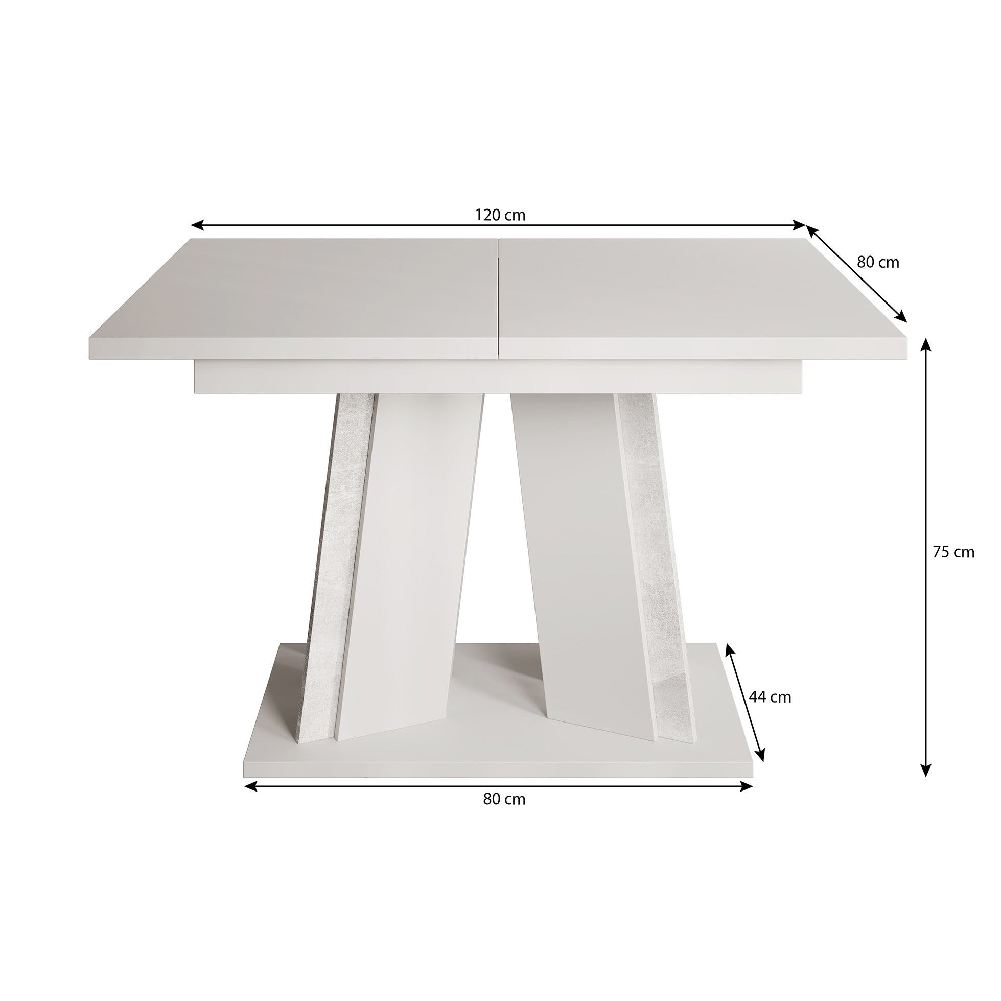 Delilah - Eetkamertafel - Zwart/betonlook - 120x80x75 cm