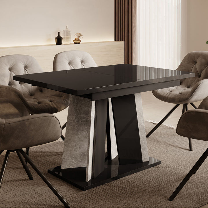 Delilah - Eetkamertafel - Zwart/betonlook - 120x80x75 cm