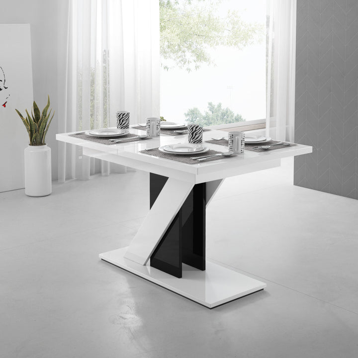 Medusa - Eetkamertafel - Wit/zwart - 120x80x75 cm