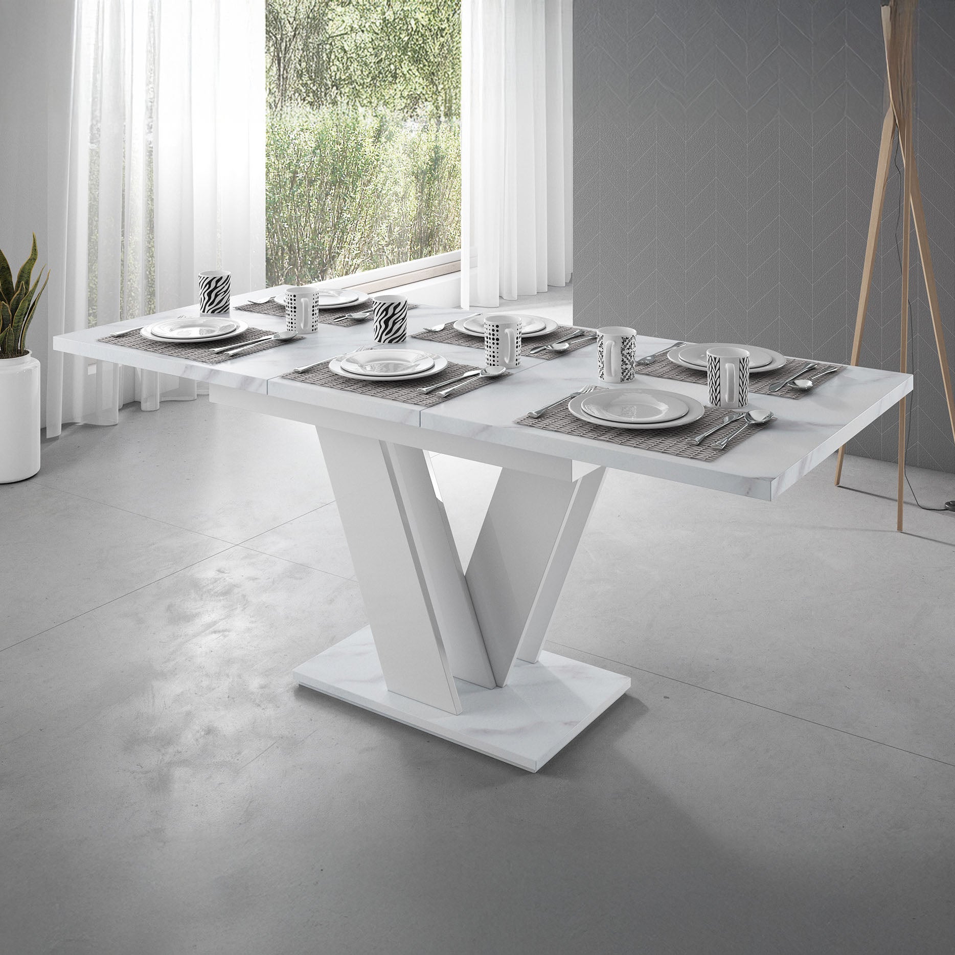 Moris - Eetkamertafel - Wit/marmerlook - 120x80x75 cm