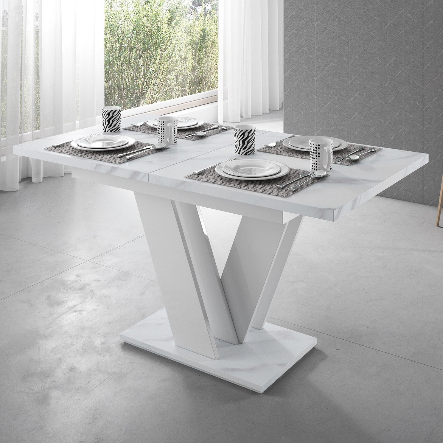 Moris - Eetkamertafel - Wit/marmerlook - 120x80x75 cm