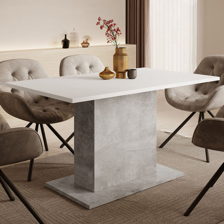 Tova - Eetkamertafel - Wit/grijs betonlook - 138x80x69 cm