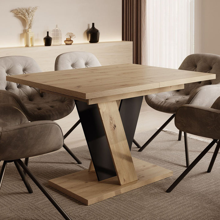 Velluto - Eetkamertafel - Eiken/zwart - 120x90x75 cm