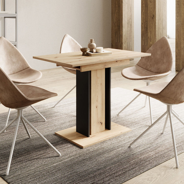 Wendel - Eetkamertafel - Eiken/zwart - 100x60x75 cm