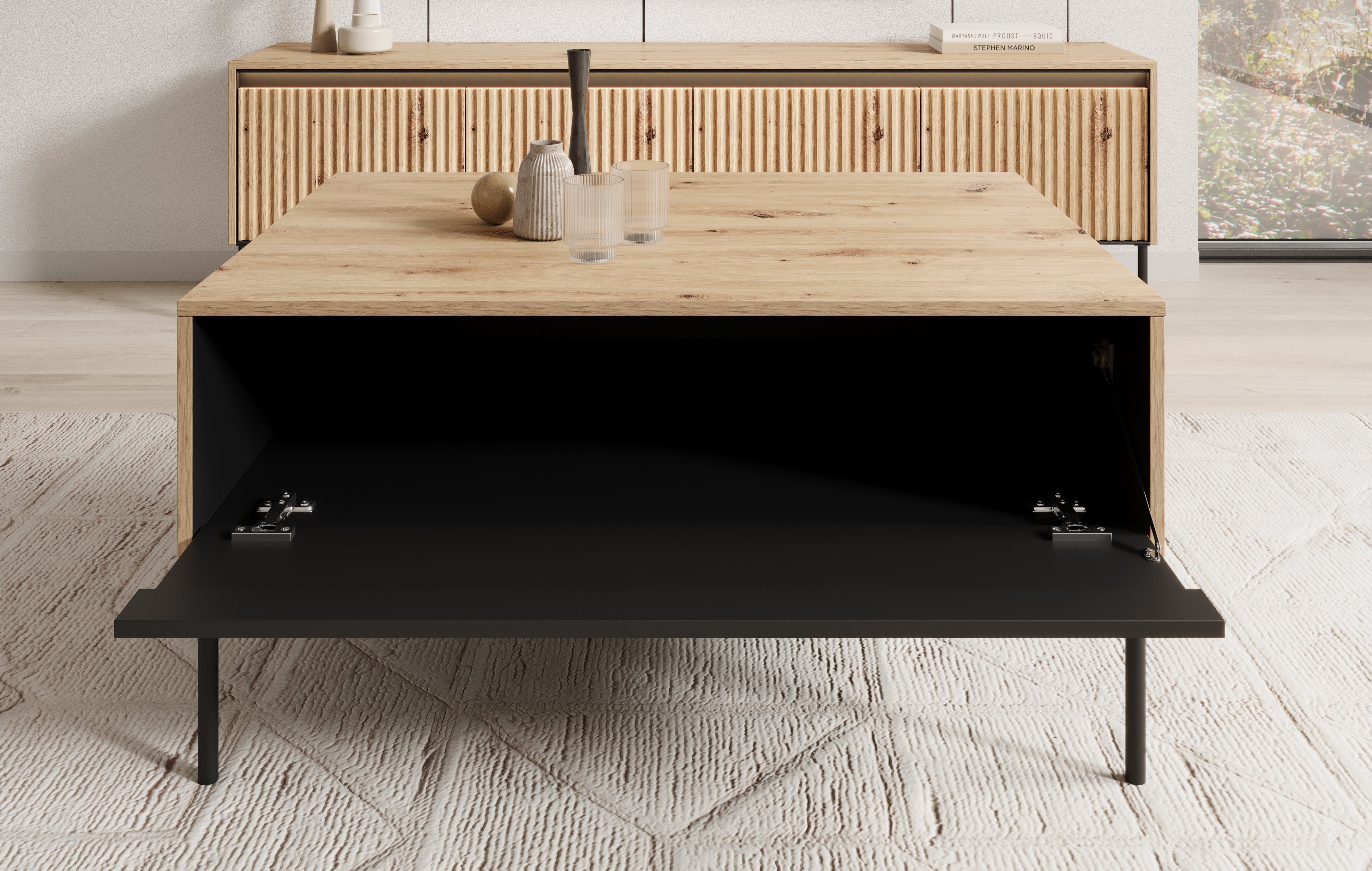 Timoteo - Salontafel met opbergruimte - Eiken