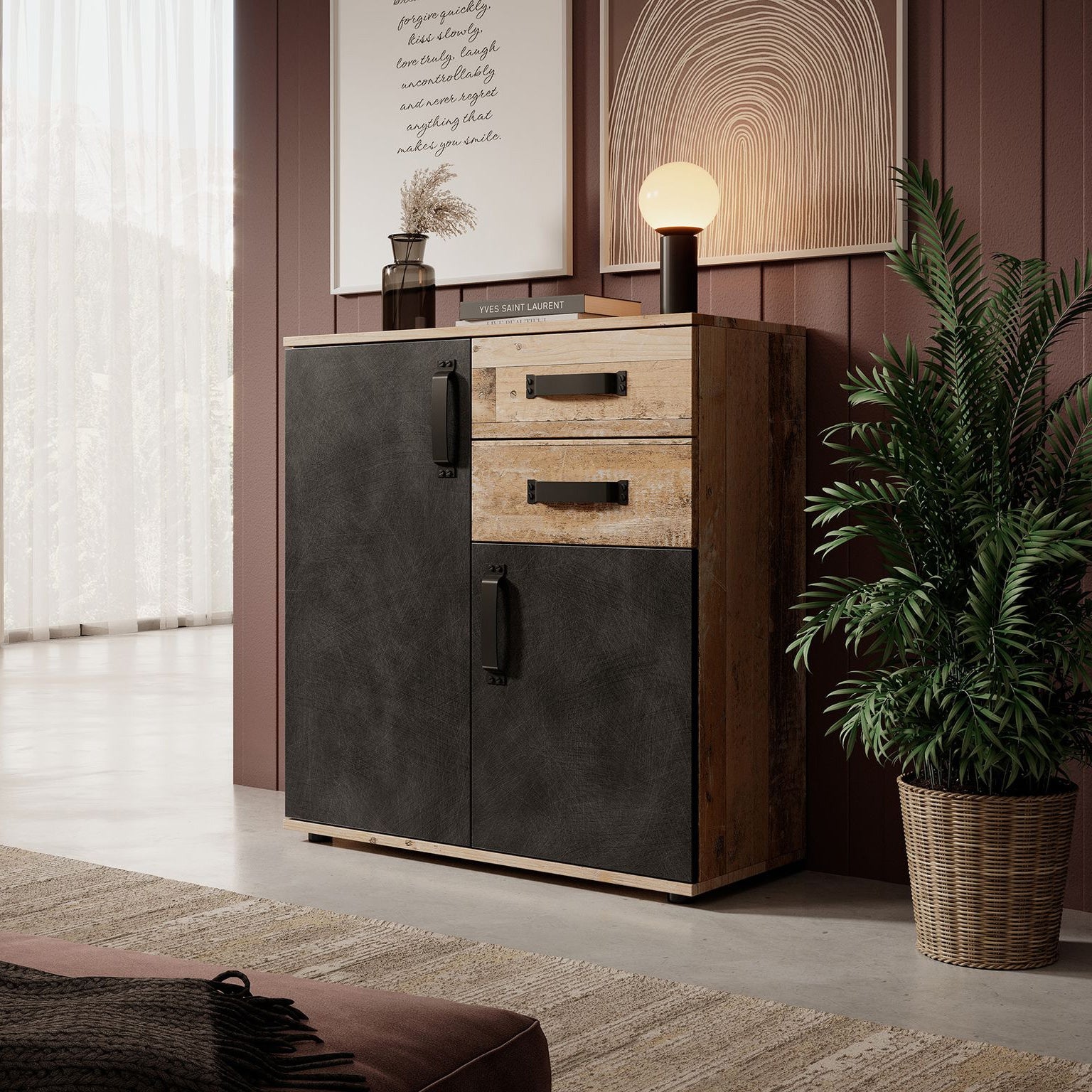 Montreal - Dressoir - Grijs - Old wood - 80x32x83 cm