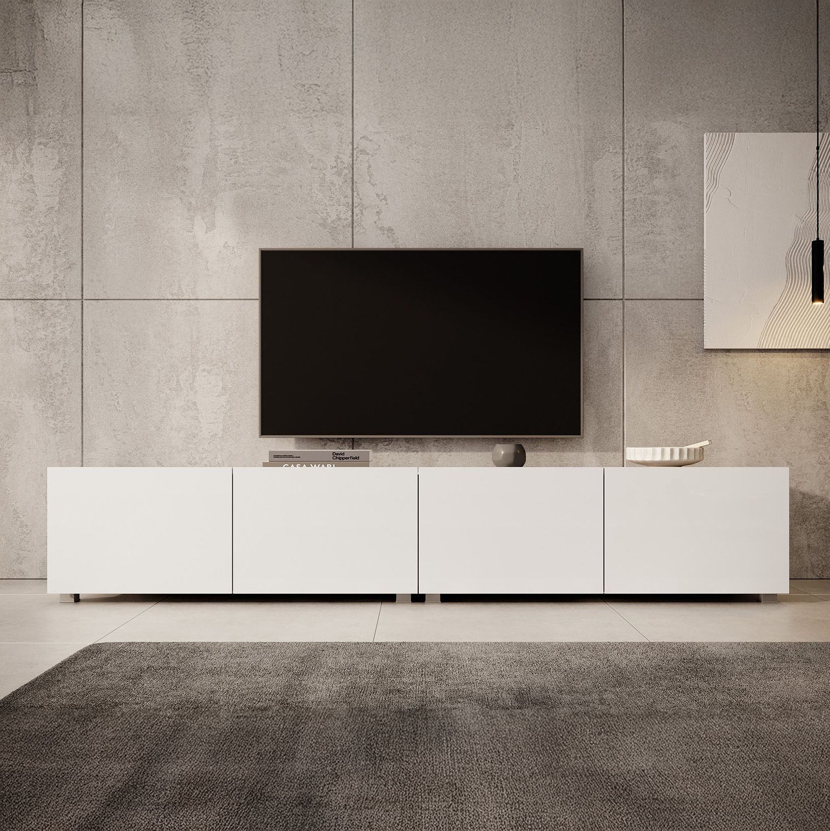 Calabas - TV-Meubel met 4 deuren - Wit - 200 cm