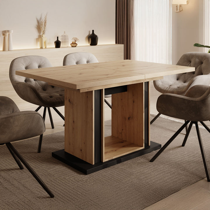 Finch - Eetkamertafel - Eiken/zwart - 140x90x75 cm