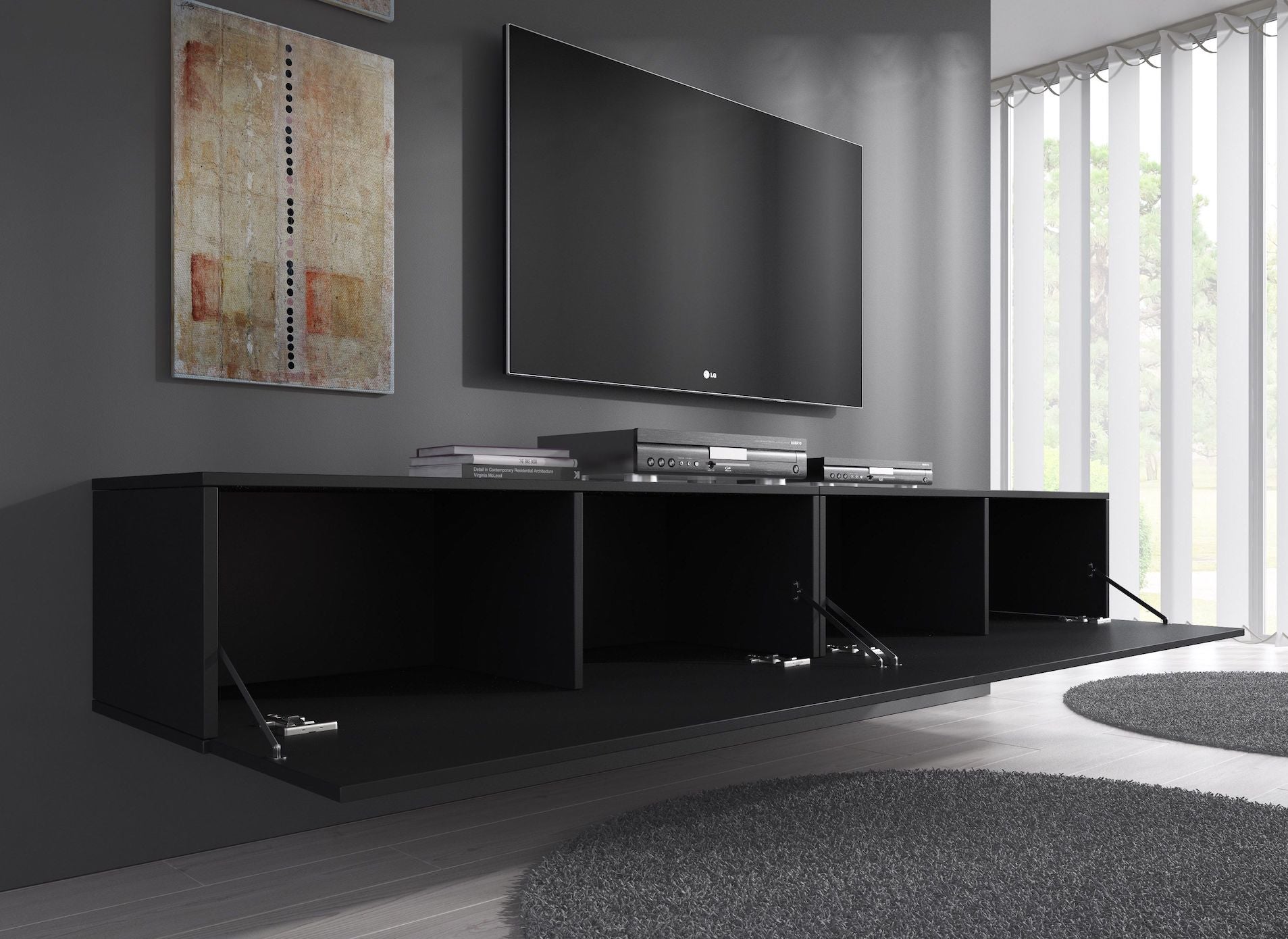 Flame - TV-Meubel - Zwart  - 200 cm