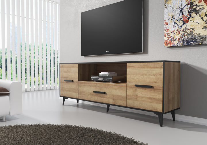 Frey - TV-Meubel - Licht eiken/zwart - 179 cm