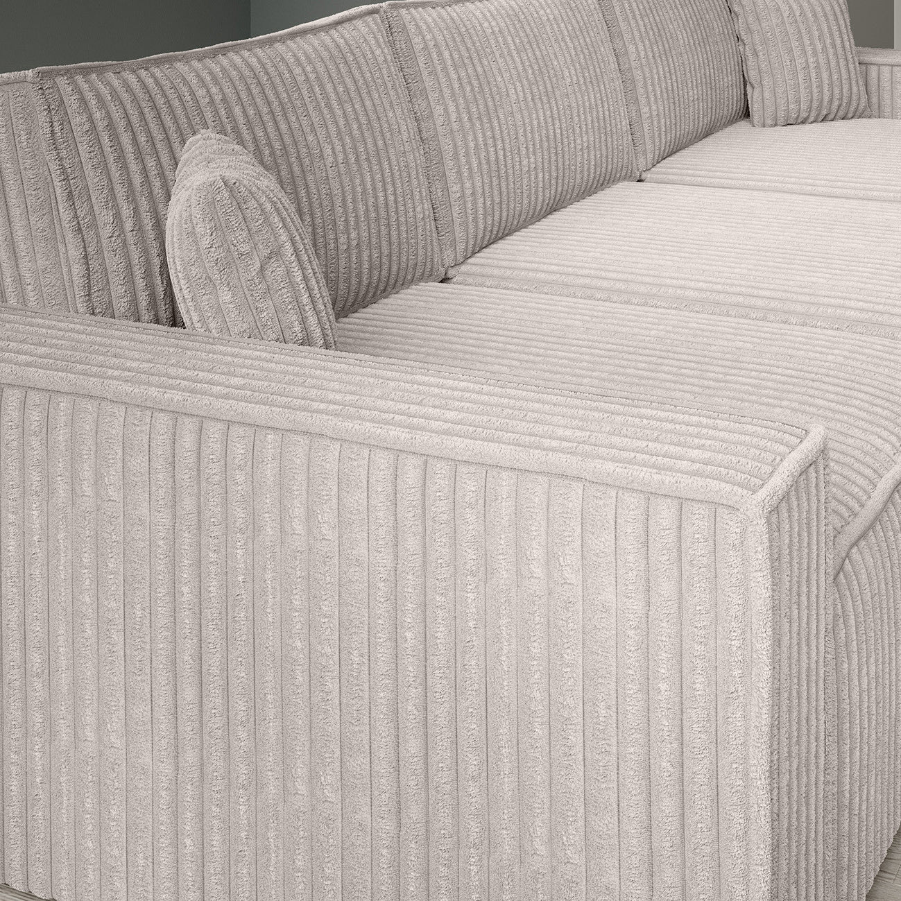 Manolo - Hoekbank 3-zits met chaise longue - Ribstof beige -