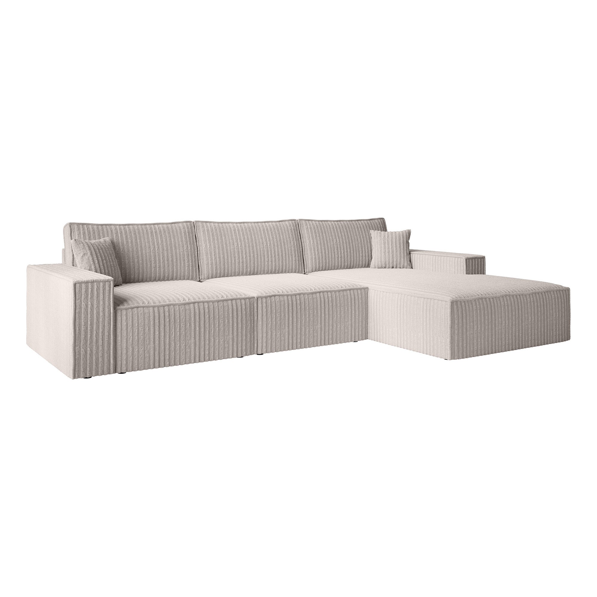Manolo - Hoekbank 3-zits met chaise longue - Ribstof beige -