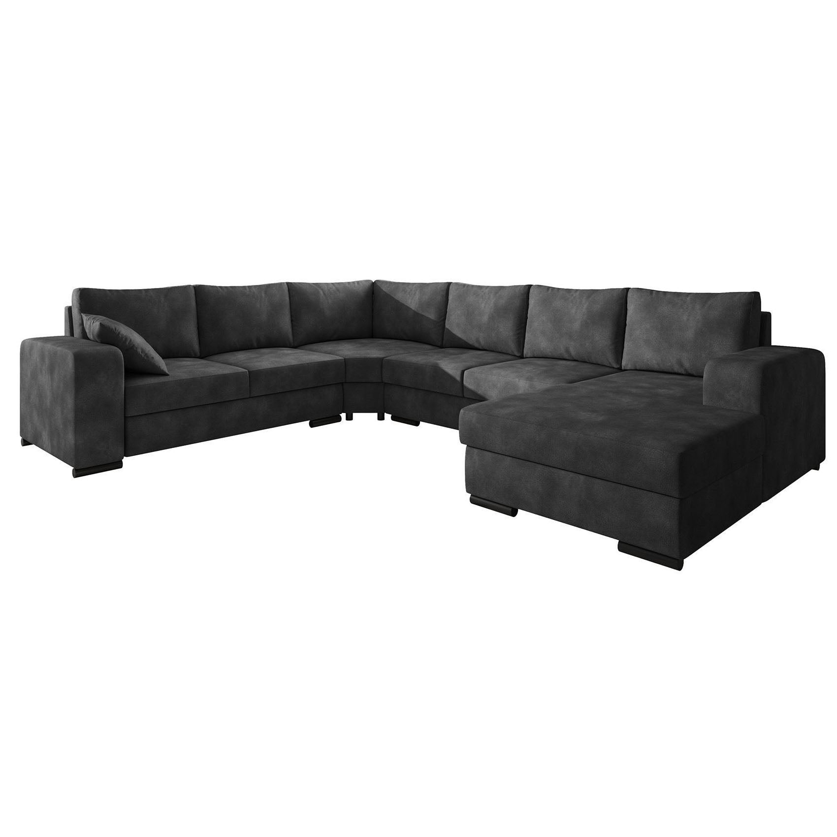 Adel - Hoekbank 5-zits met chaise longue - Kunstleer antraciet - Rechts