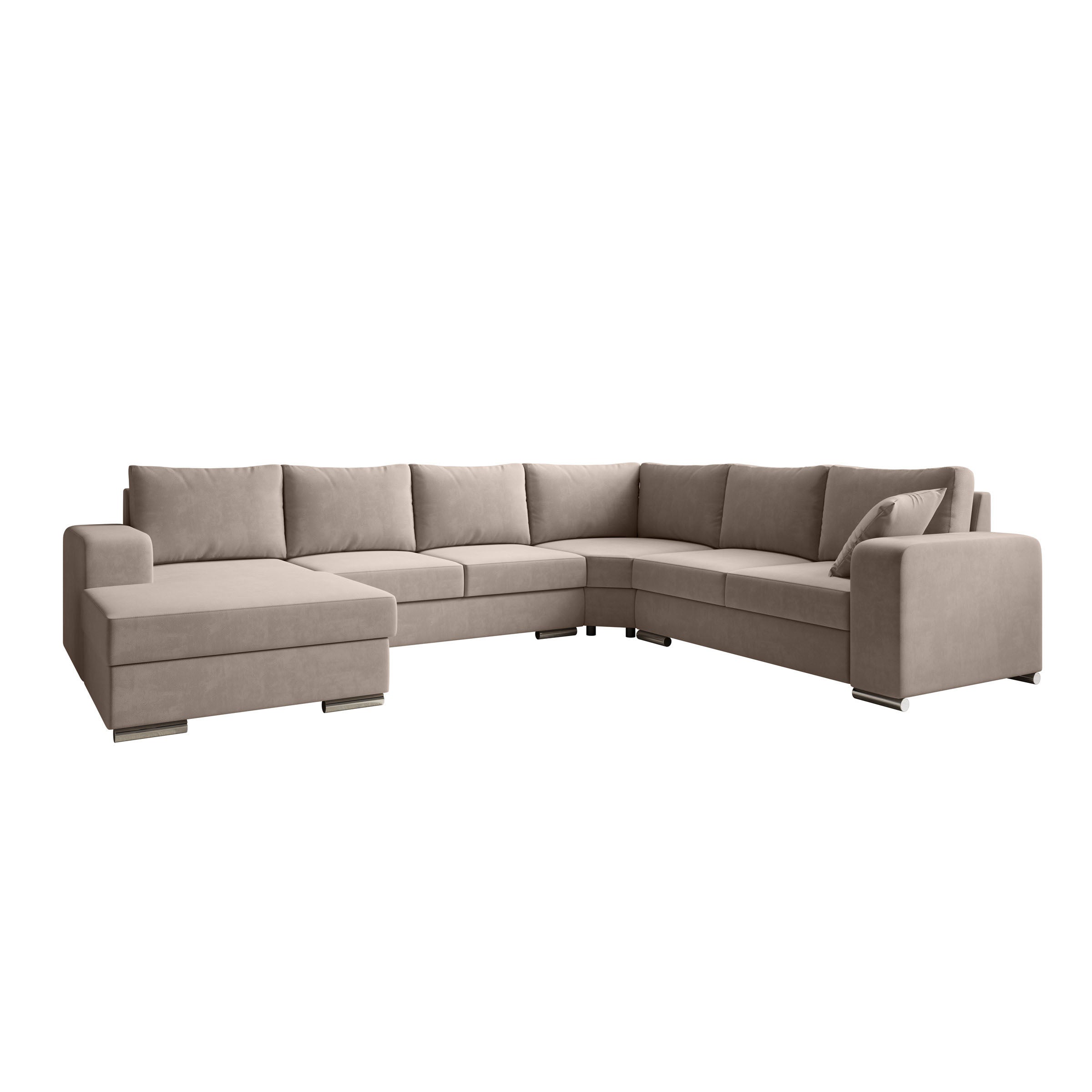 Adel - Hoekbank 5-zits met chaise longue - Stof beige - Rechts
