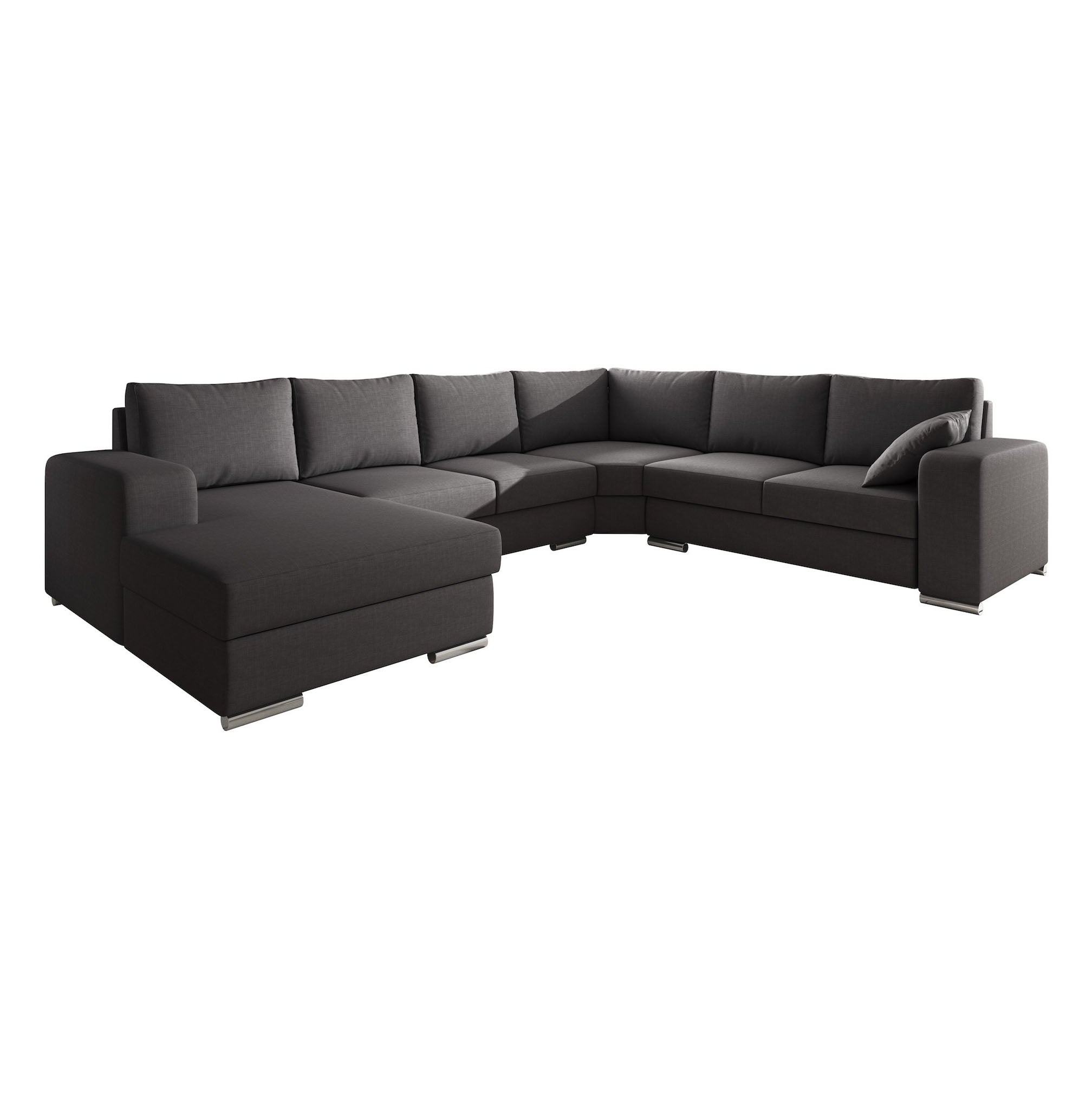 Adel - Hoekbank 5-zits met chaise longue - Stof donkergrijs - Links