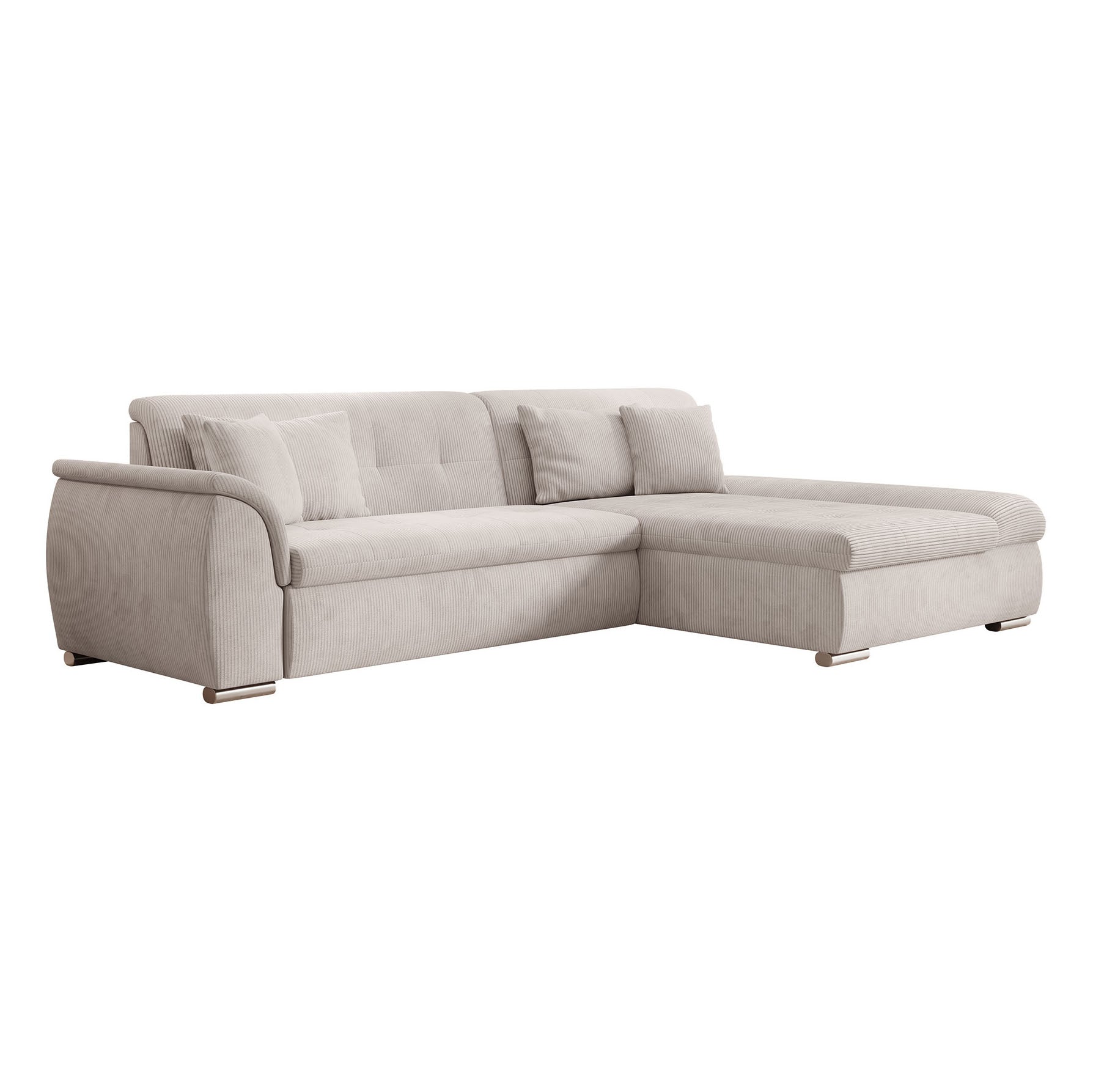 Alberta - Hoekbank 3-zits met chaise longue - Ribstof beige - Rechts