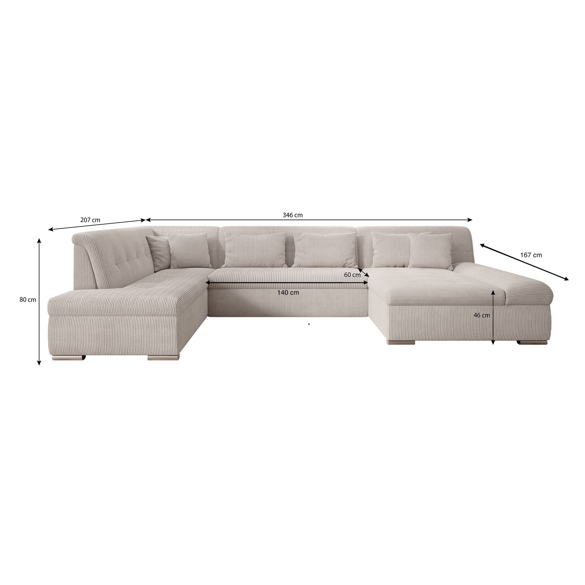 Alberta XL - Hoekbank 5-zits met chaise longue - Velvet zwart - Rechts