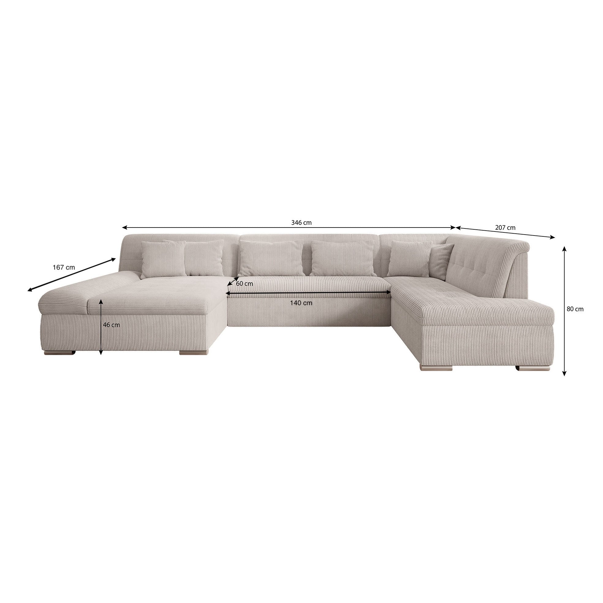 Alberta XL - Hoekbank 5-zits met chaise longue - Velvet zwart - Links