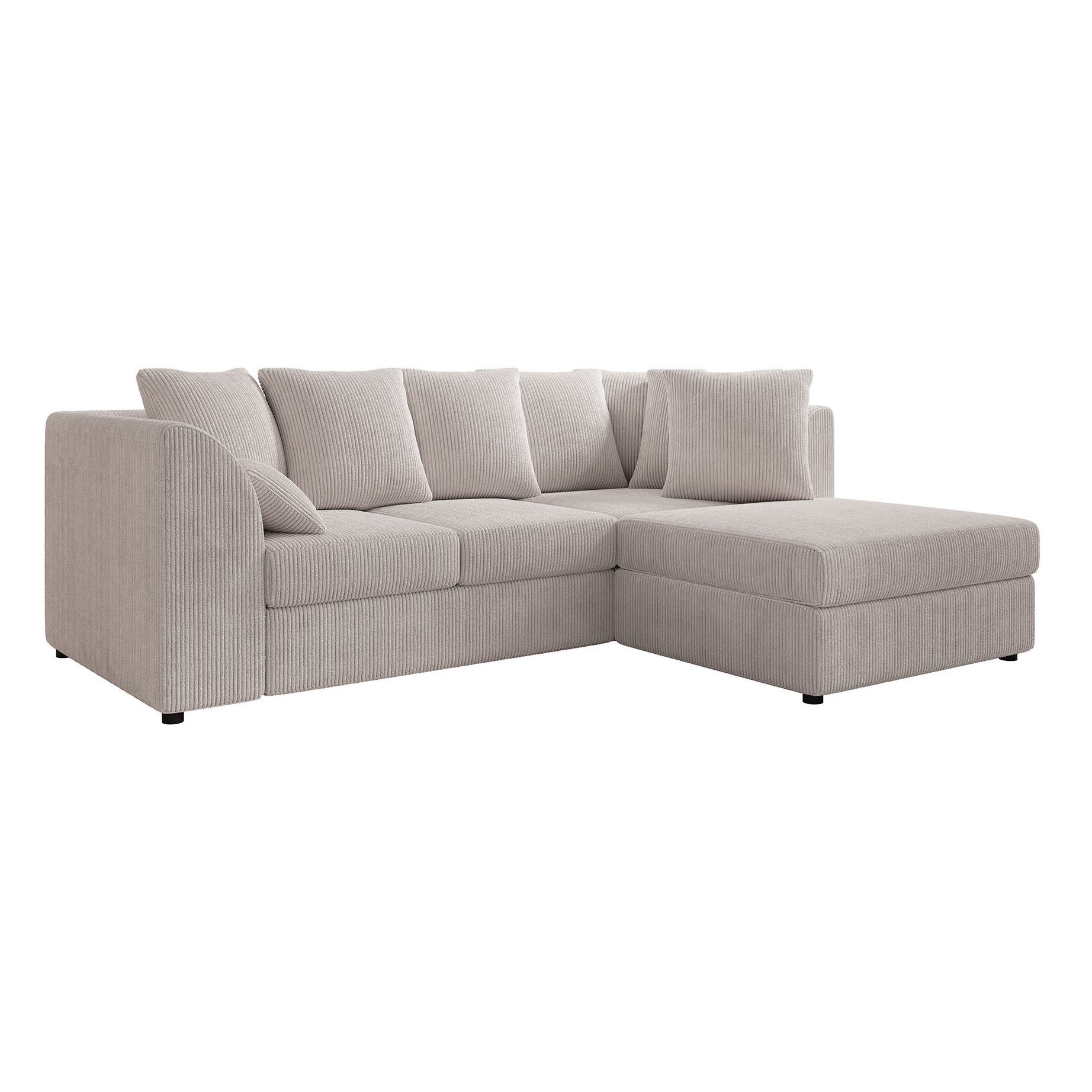 Alfort - Hoekbank 3-zits met chaise longue - Ribstof beige - Rechts