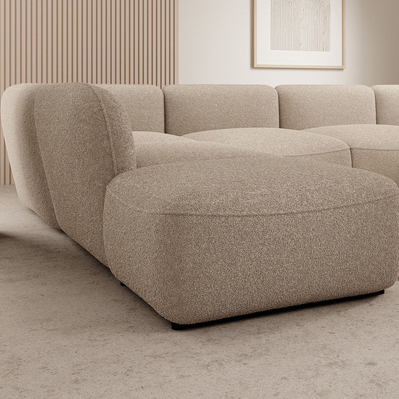 Caesar - Hoekbank 5-zits met chaise longue - Teddystof taupe - Links