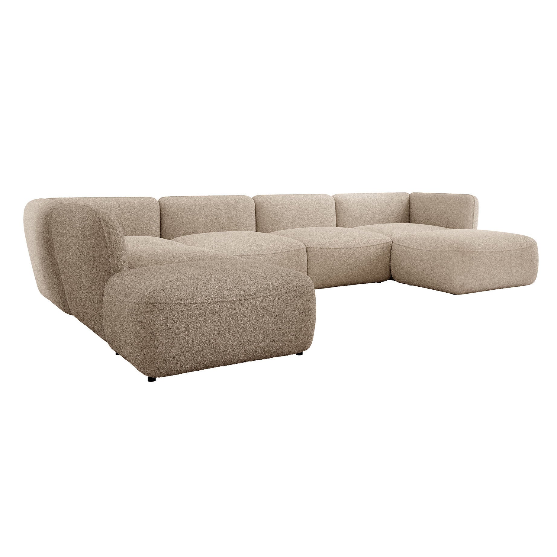 Caesar - Hoekbank 5-zits met chaise longue - Teddystof taupe - Links
