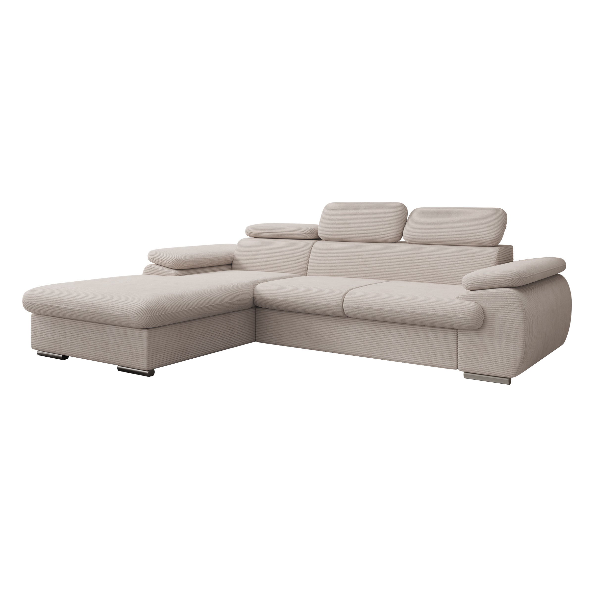 Cordoba - Hoekbank 3-zits met chaise longue - Ribstof beige - Links