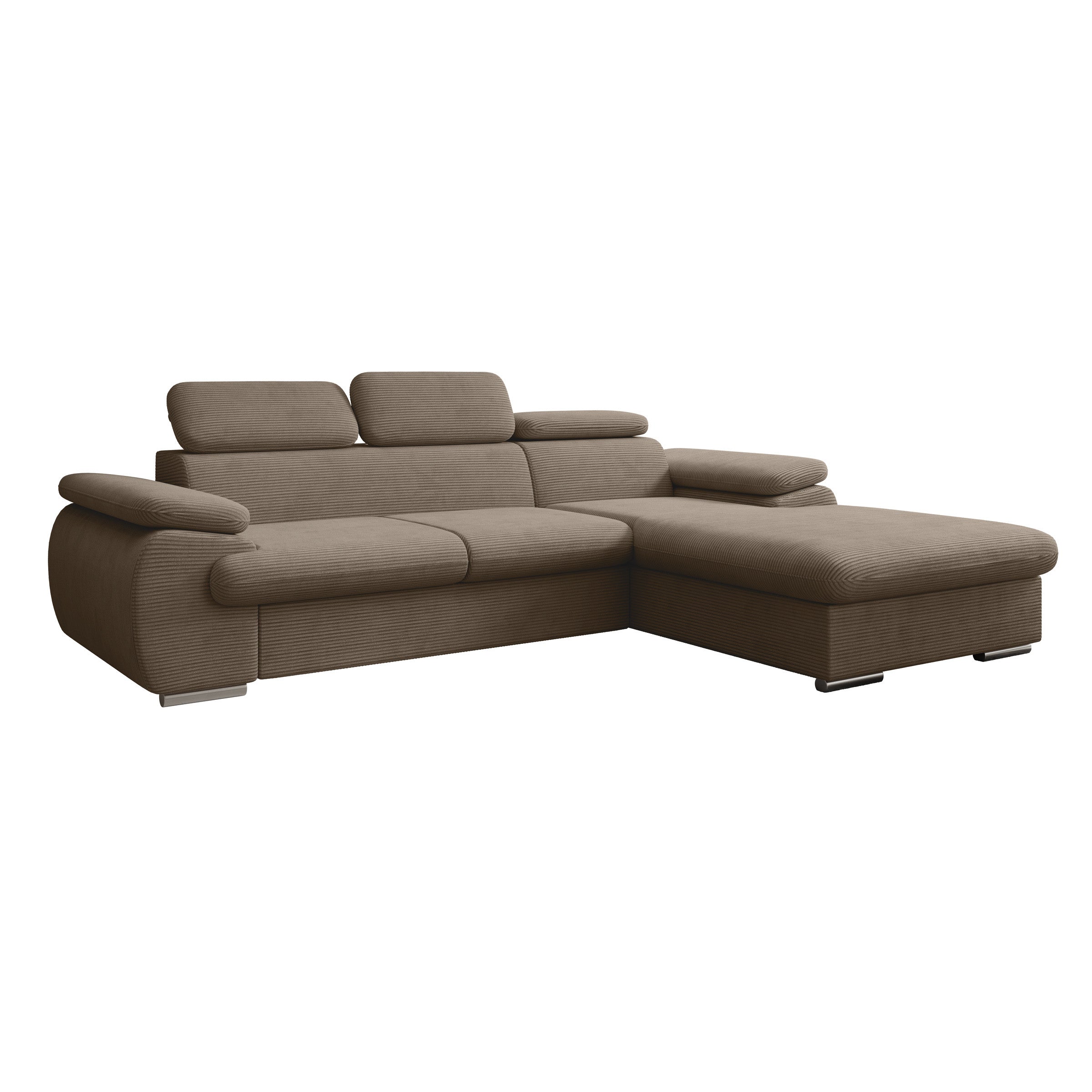 Cordoba - Hoekbank 3-zits met chaise longue - Ribstof bruin - Rechts