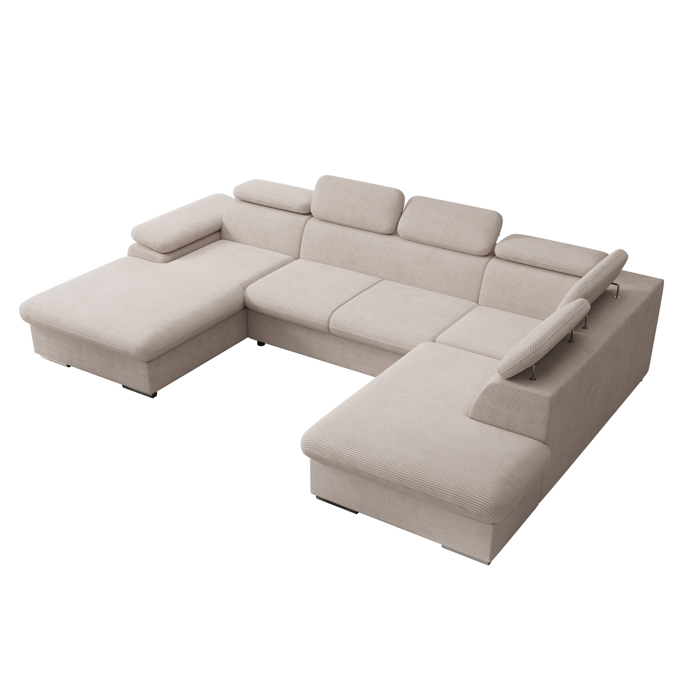 Cordoba XL - Hoekbank 5-zits met chaise longue - Ribstof beige - Links