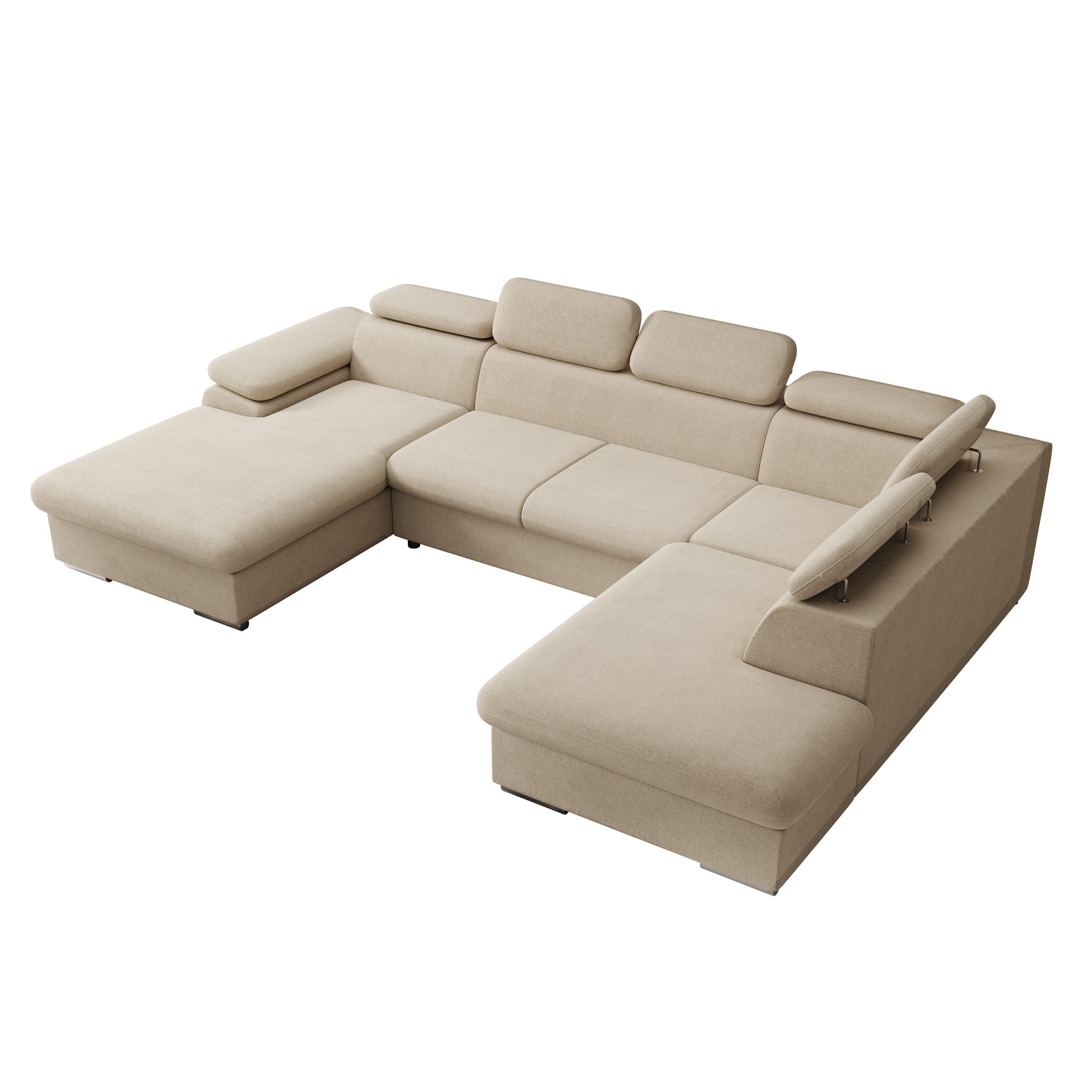 Cordoba XL - Hoekbank 5-zits met chaise longue - Stof beige - Links